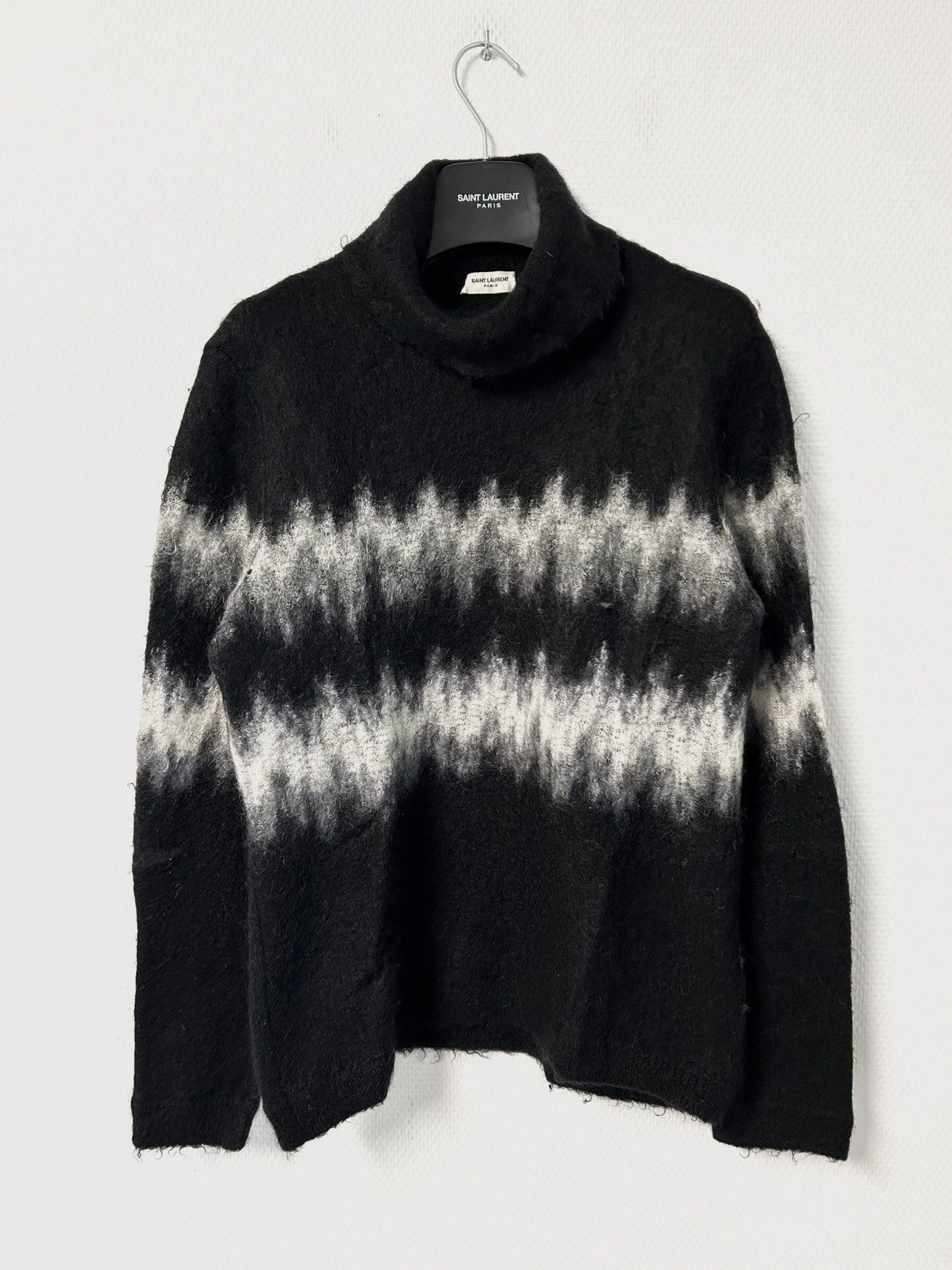 Saint Laurent Paris FW2020 Zigzag Stripe Mohair Knit Sweater Size US L / EU 52-54 / 3 - 1 Thumbnail