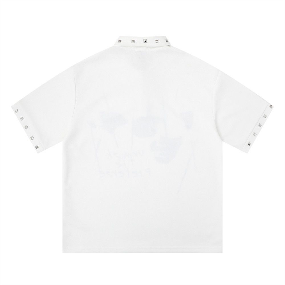 Japanese Brand Men's Loose-Fit Casual Polo Shirt with Face Print Size US M / EU 48-50 / 2 - 2 Thumbnail
