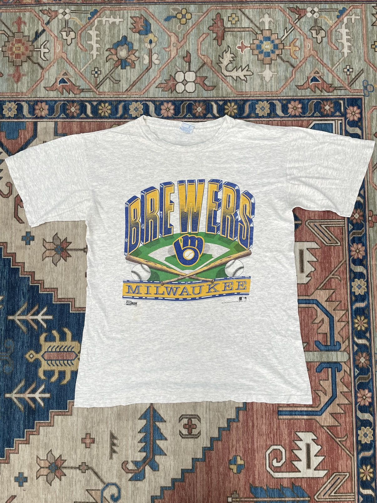 Salem Sportswear MLB Milwaukee Brewers Grey T-Shirt - Size Large