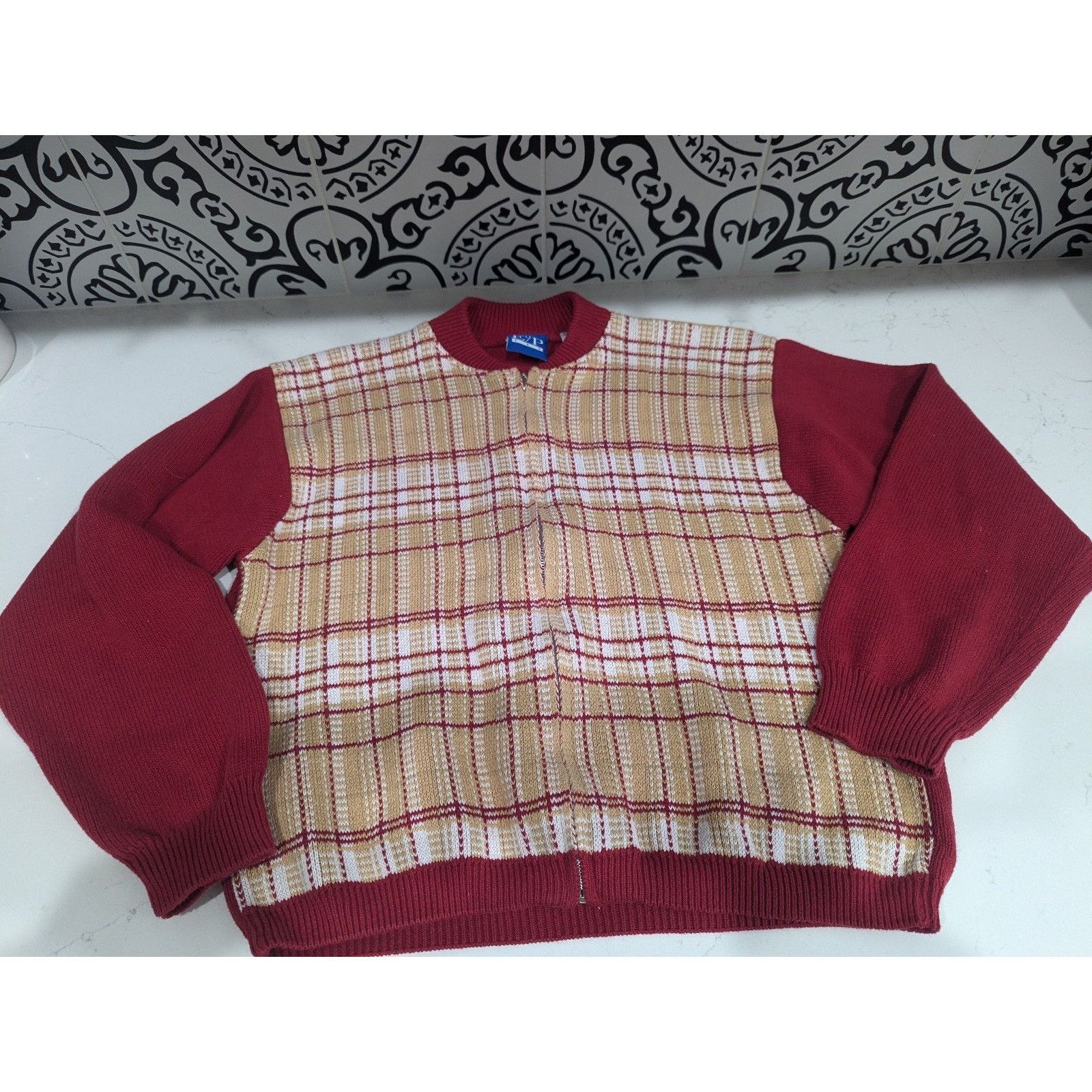 Other Red EP Pro Golf Knit Plaid Sweater Size X-Large Red White Ta Size XL / US 12-14 / IT 48-50 - 1 Thumbnail