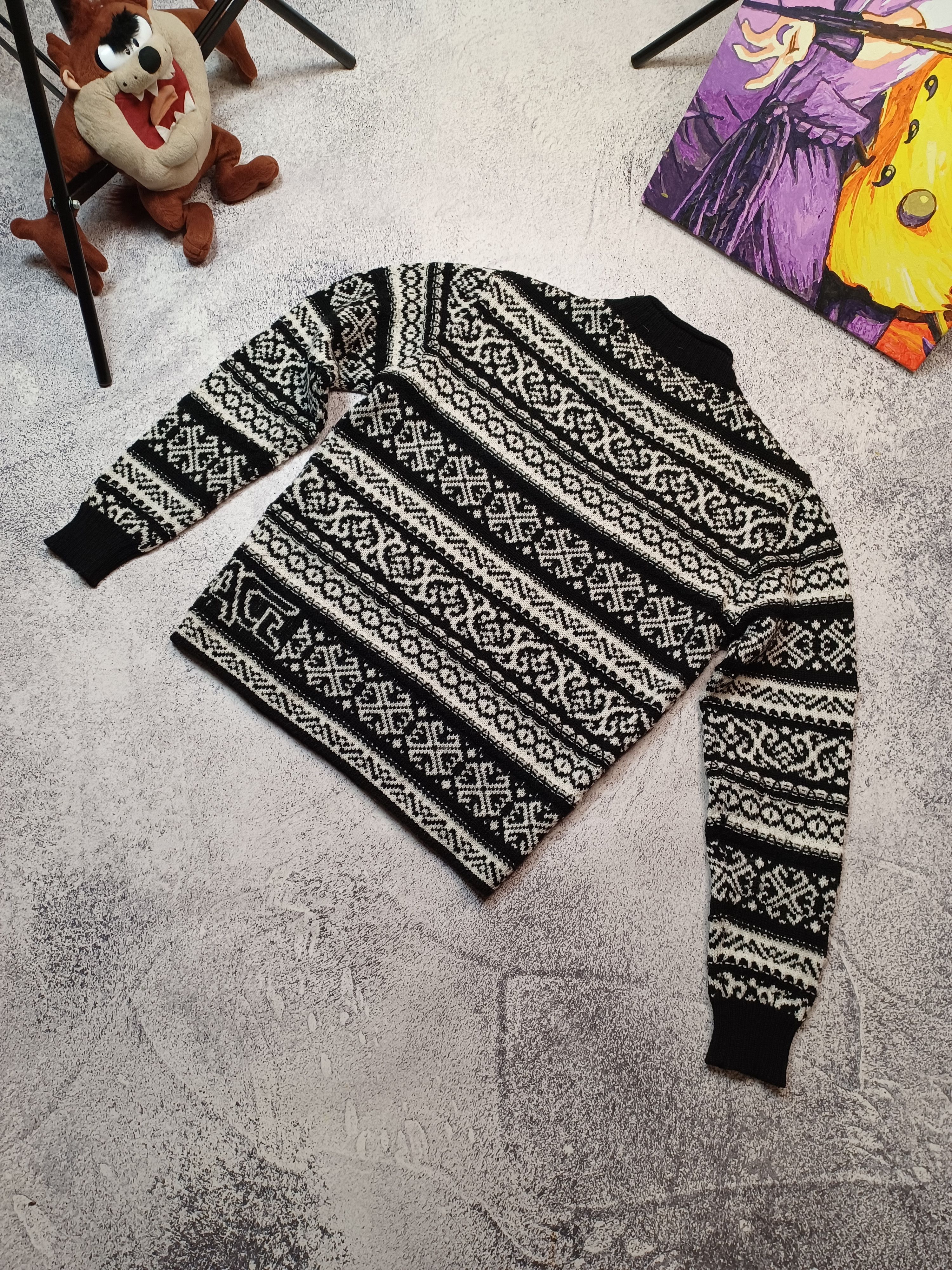 Versace Versace Bold Logo Knit Sweater - Black & White Monochrome Size US M / EU 48-50 / 2 - 2 Thumbnail