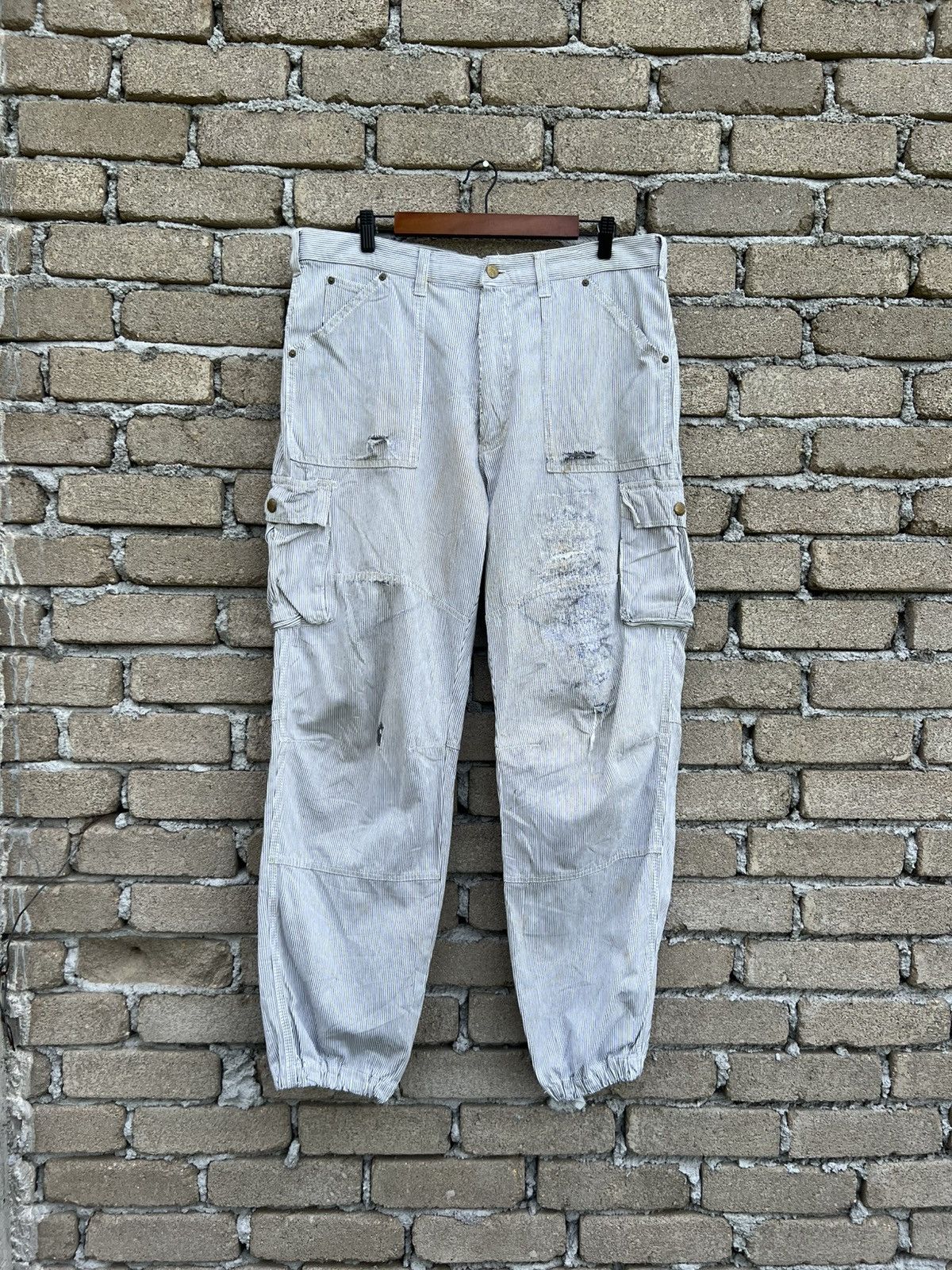 Japanese Brand Dogman Hickory Stripe Workwear Pants Waist 36" Size US 36 / EU 52 - 2 Thumbnail