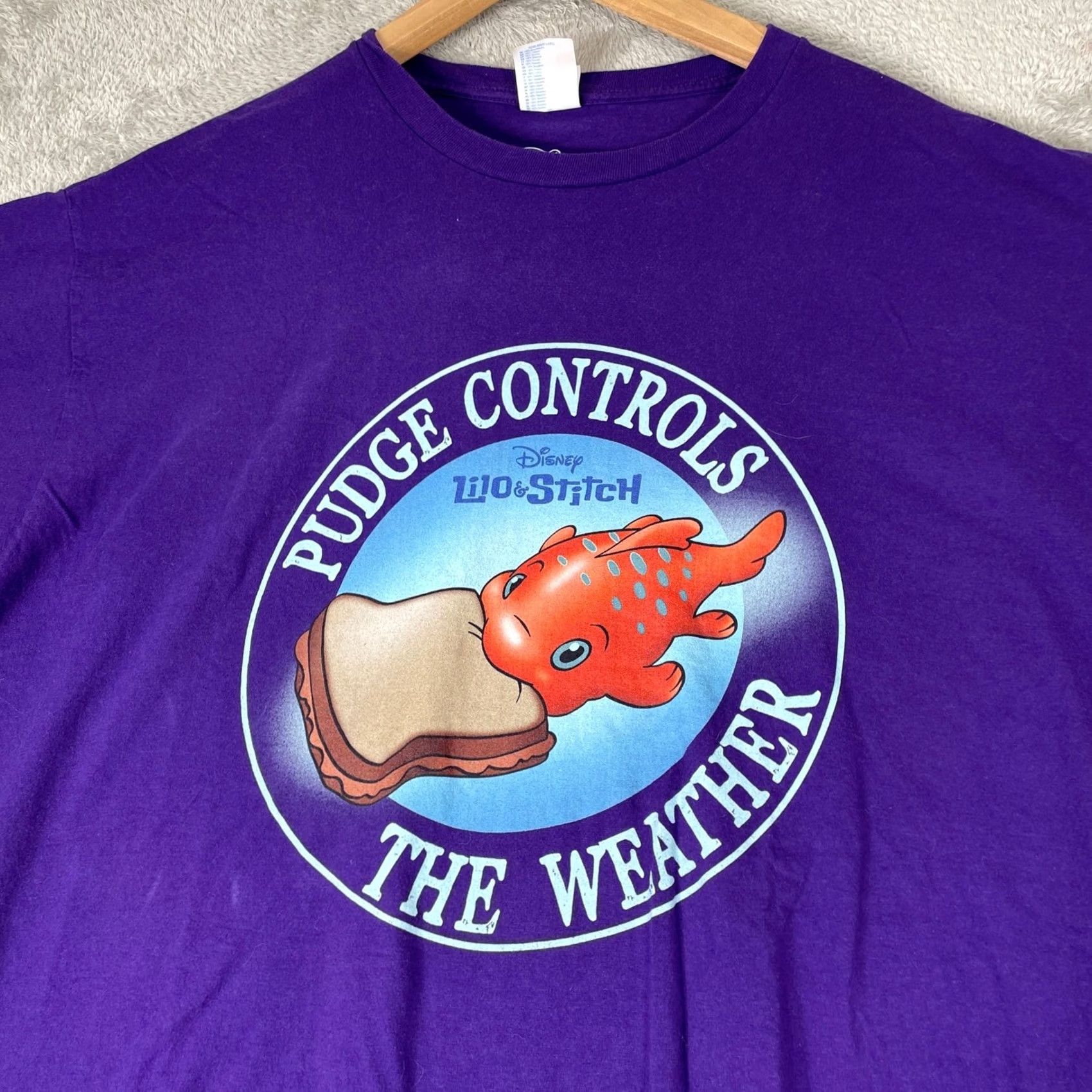 Disney Disney Lilo & Stitch Pudge Controls The Weather Shirt Mens 2XL Purple Graphic Size US XXL / EU 58 / 5 - 2 Thumbnail