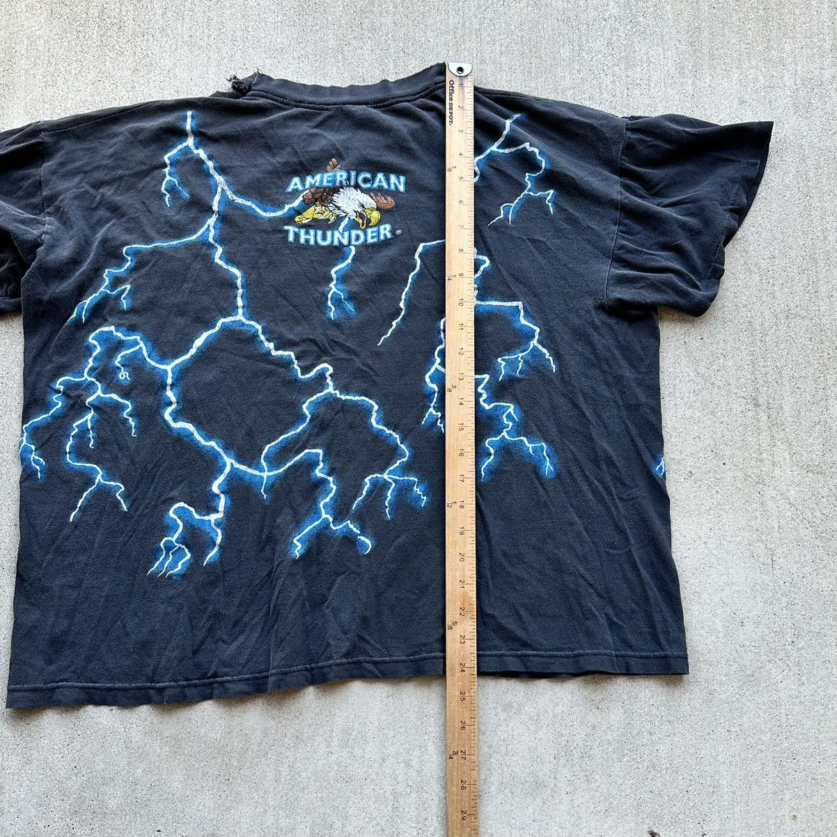 Vintage Vintage American Thunder T Shirt 90s Lighting Wolf Biker AOP Size US XL / EU 56 / 4 - 8 Thumbnail