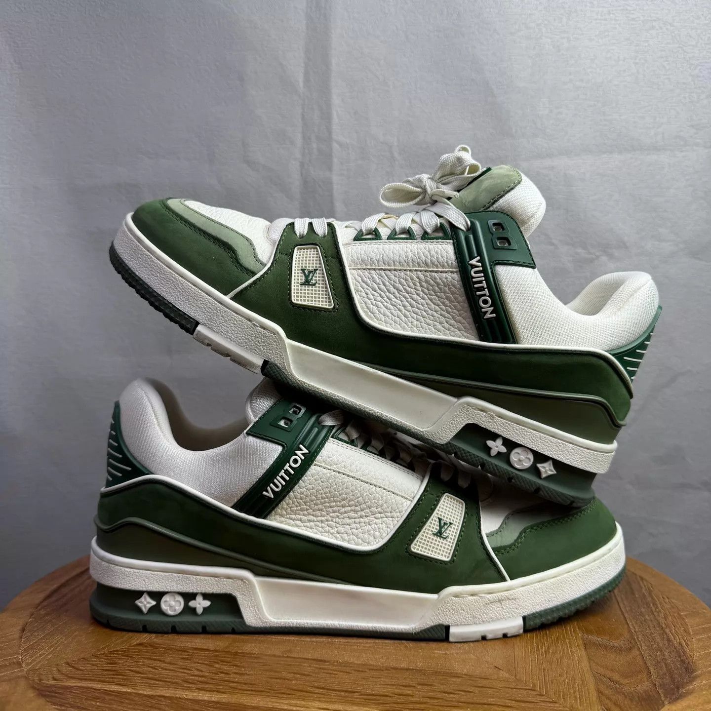 Louis Vuitton LV Trainer Matcha White-Green Suede US8/EU42 99New Box Size US 9 / EU 42 - 4 Thumbnail
