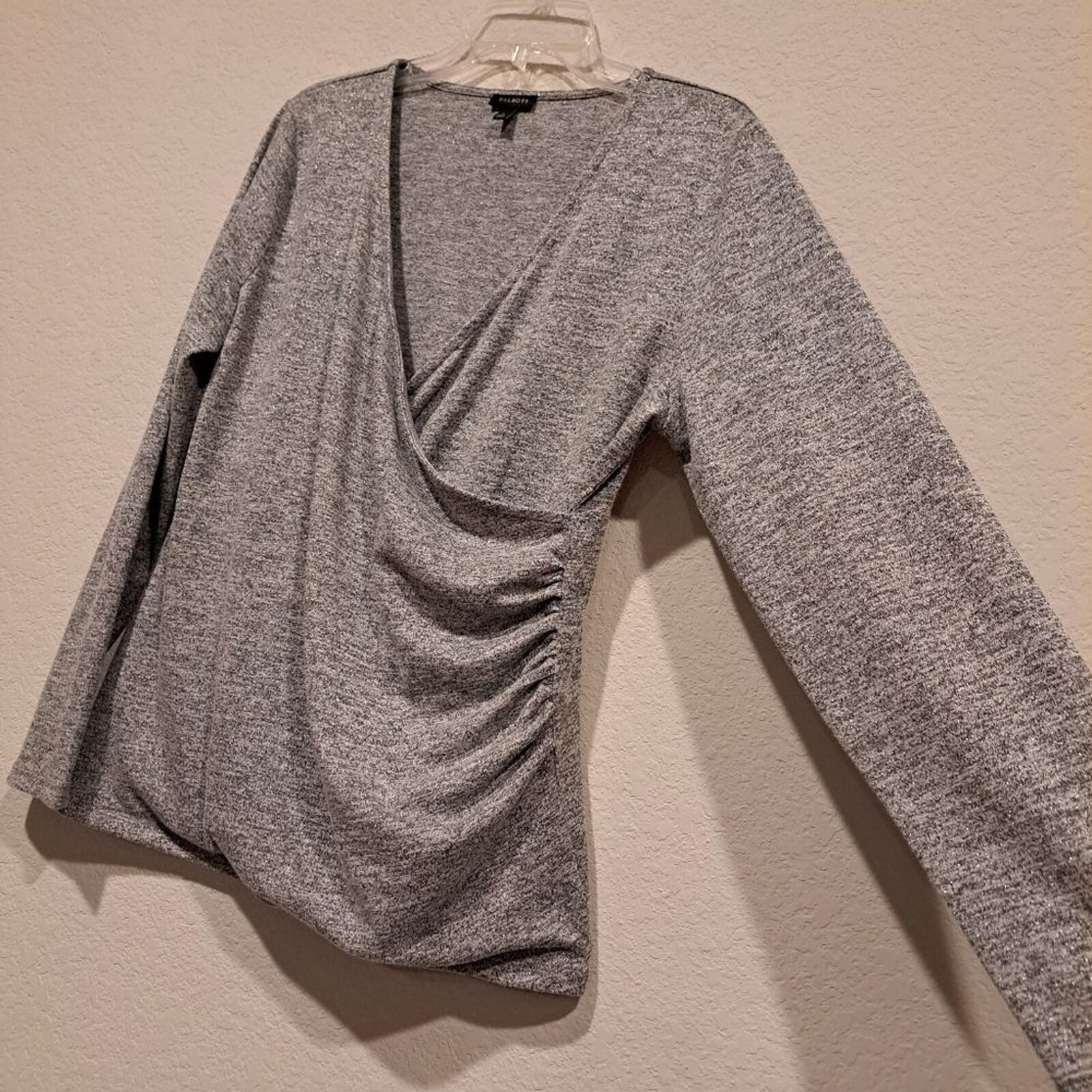 Other Talbots shimmery metallic gray long sleeve wrap top size L Size L / US 10 / IT 46 - 3 Thumbnail
