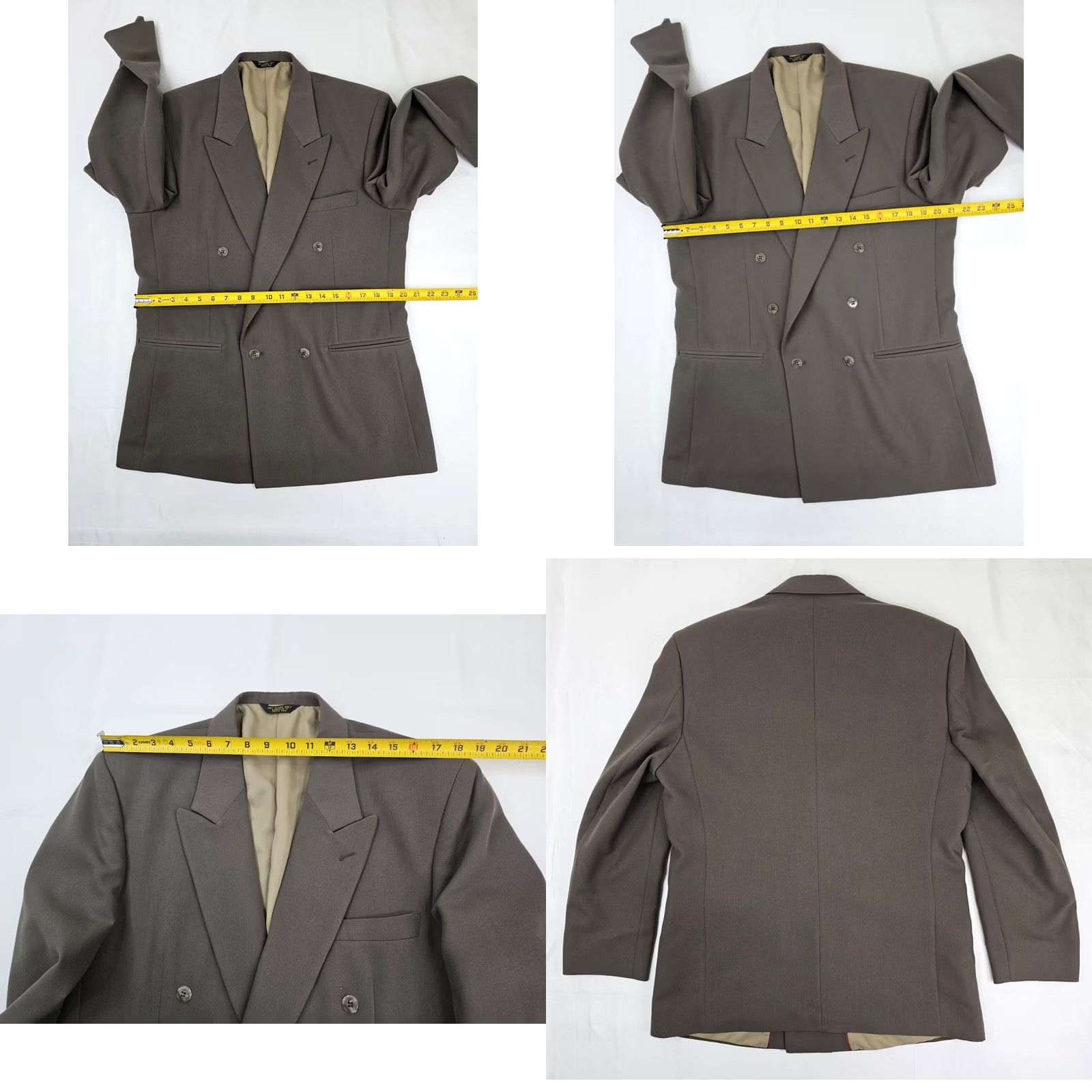 Vintage VINTAGE John Henry Blazer Wool Blend Coat Men 40R Double Breasted Brown Taupe USA Size 40R - 8 Thumbnail