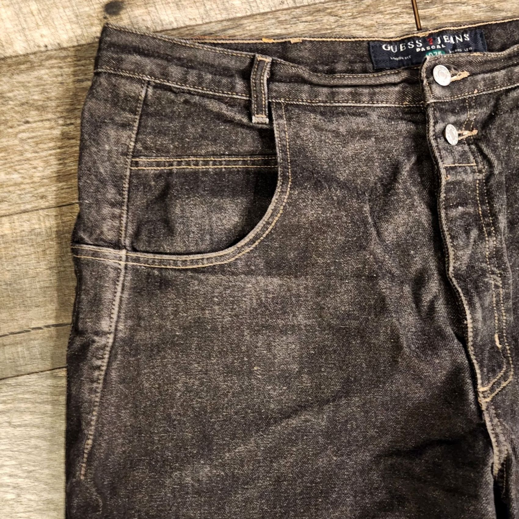 Guess VTG Guess Jeans Mens 40X32 Black Loose Fit Tapered Pascal 075 Made In USA 90s Size US 40 / EU 56 - 6 Thumbnail