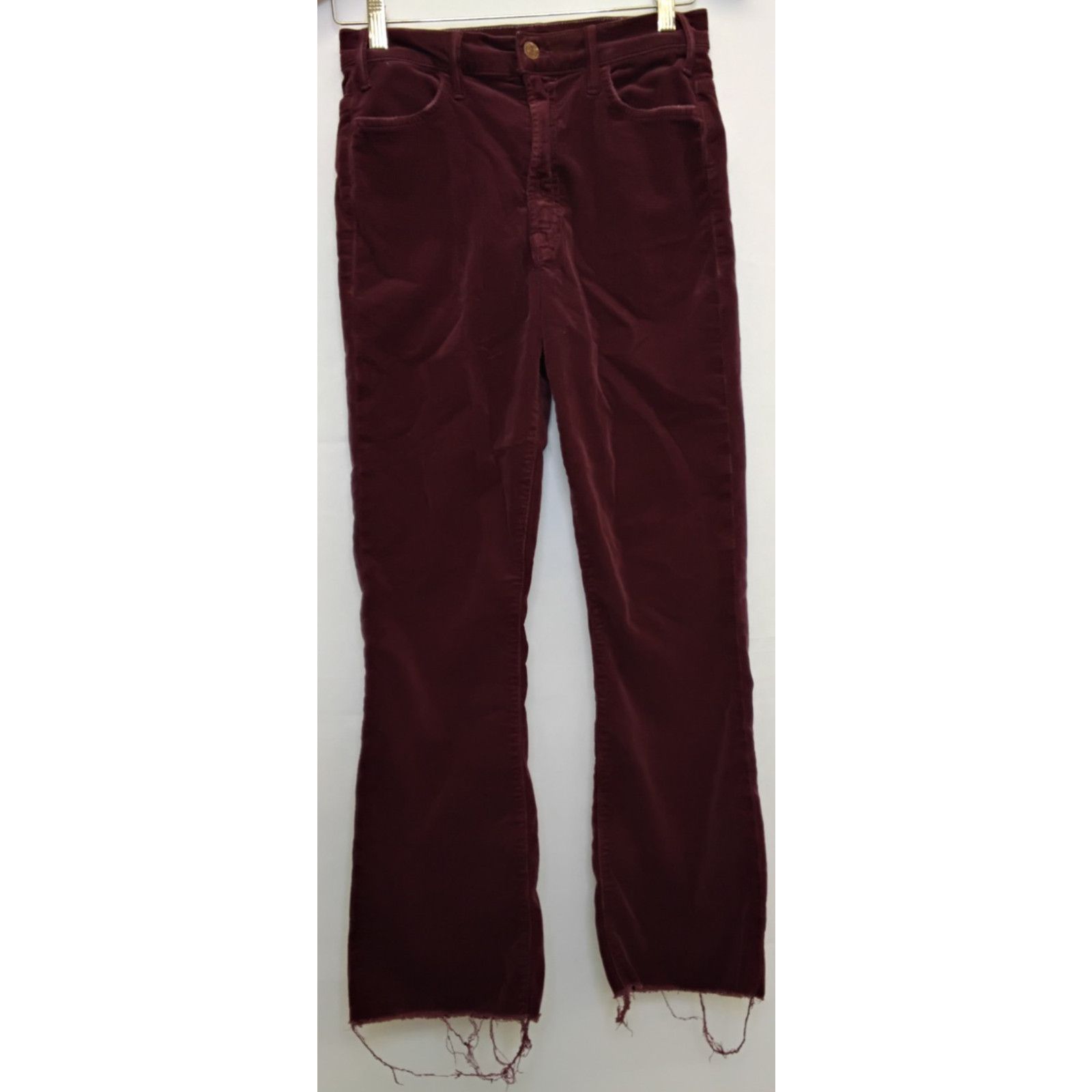 MOTHER Mother Hustler Corduroy Jeans Women's 27 Maroon Ankle Fray Size 27" / US 4 / IT 40 - 2 Thumbnail
