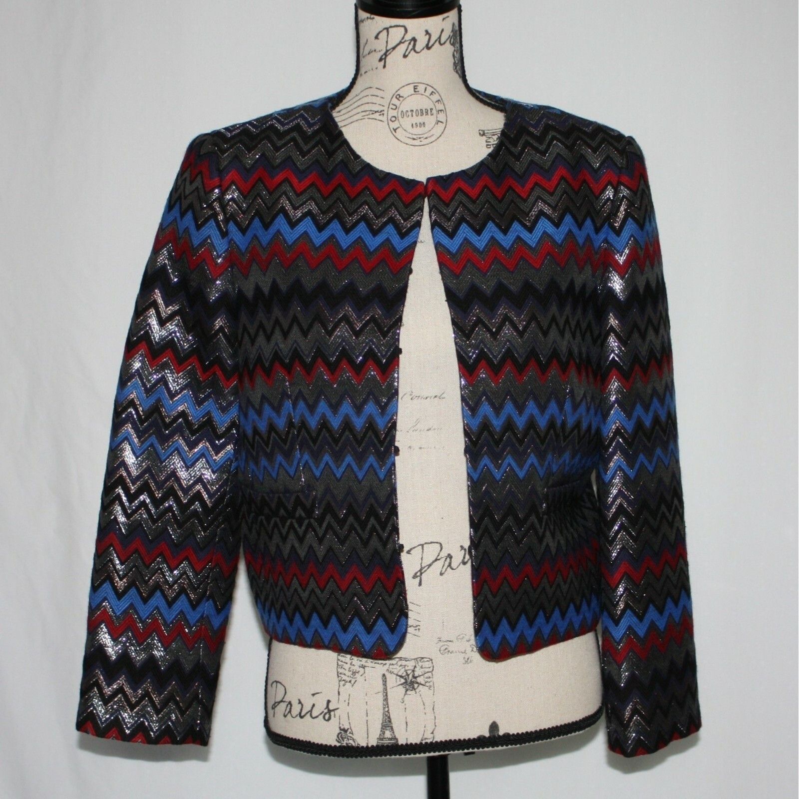 Alice + Olivia Kidman Box Blazer Metallic Print Jacket size M MSRP $597 Size M / US 6-8 / IT 42-44 - 8 Thumbnail