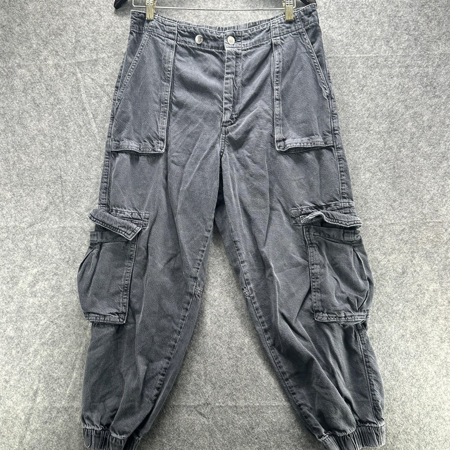 Allsaints AllSaints Frieda Denim Cargo Jogger Trousers Womens 10 Gray Elastic Waist Pockets Tapered Cuffed Denim Casual Pants Size 32" / US 10 / IT 46 - 2 Thumbnail