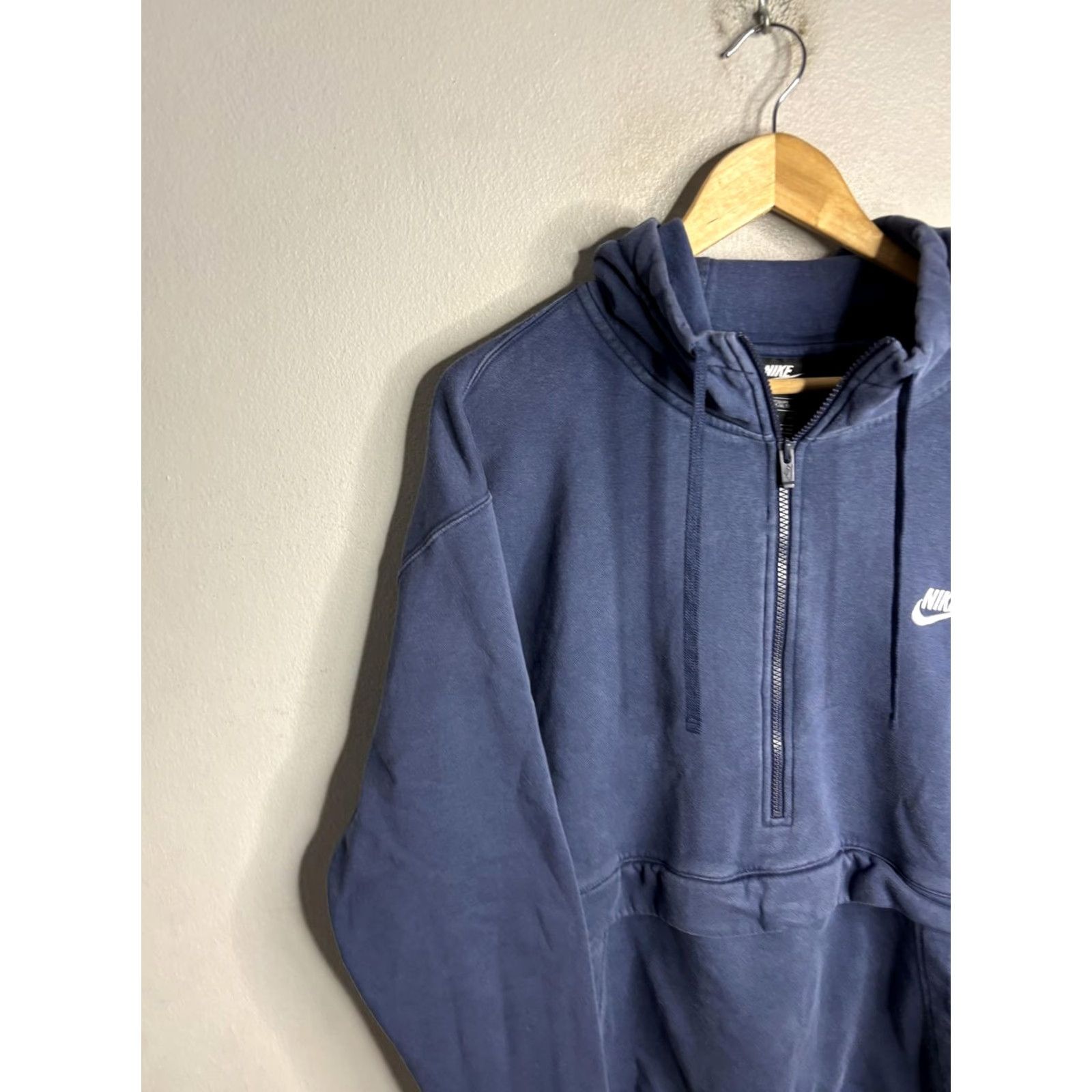 Nike Nike Hoodie Mens 2XL Blue 1/2 Zip Swoosh Logo Kangaroo Pocket Pullover Fleece Sweatshirt Tall Size US XXL / EU 58 / 5 - 2 Thumbnail