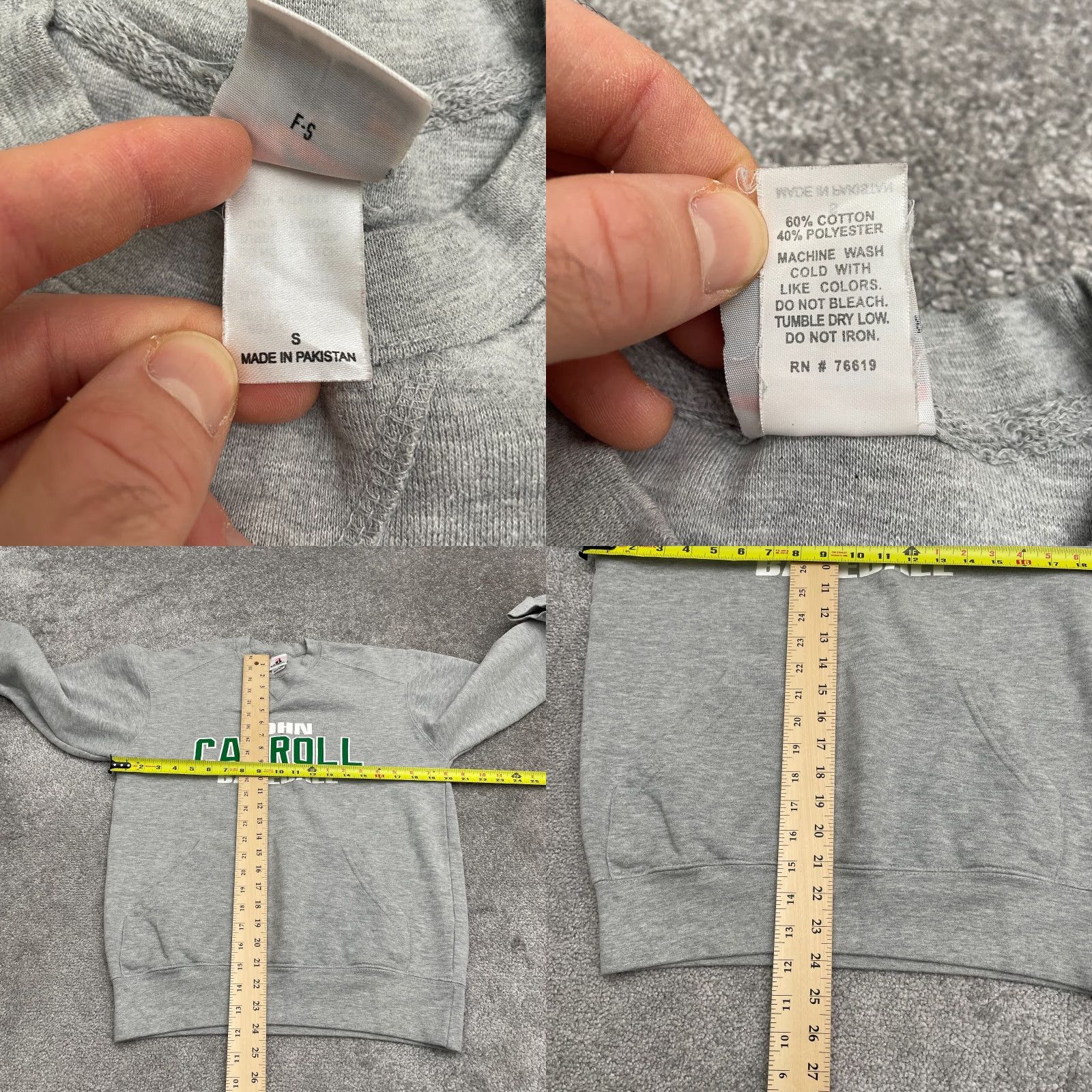 Vintage Badger Sport Sweatshirt Unisex Small Gray Crew John Carroll Baseball Size US S / EU 44-46 / 1 - 8 Thumbnail