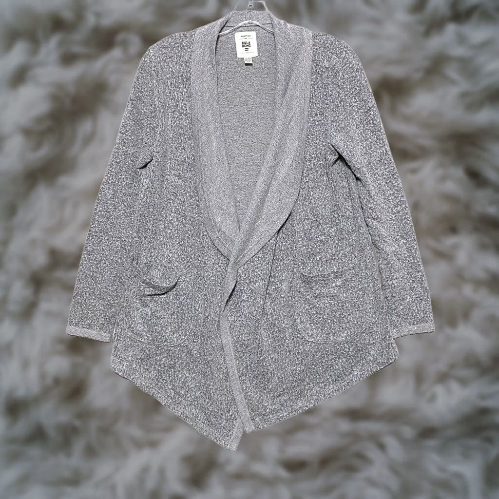 Billabong Billabong Cardigan Womens S Open Front Boho Chic Flowy Cozy Pockets Gray Knit Layered Size S / US 4 / IT 40 - 1 Thumbnail