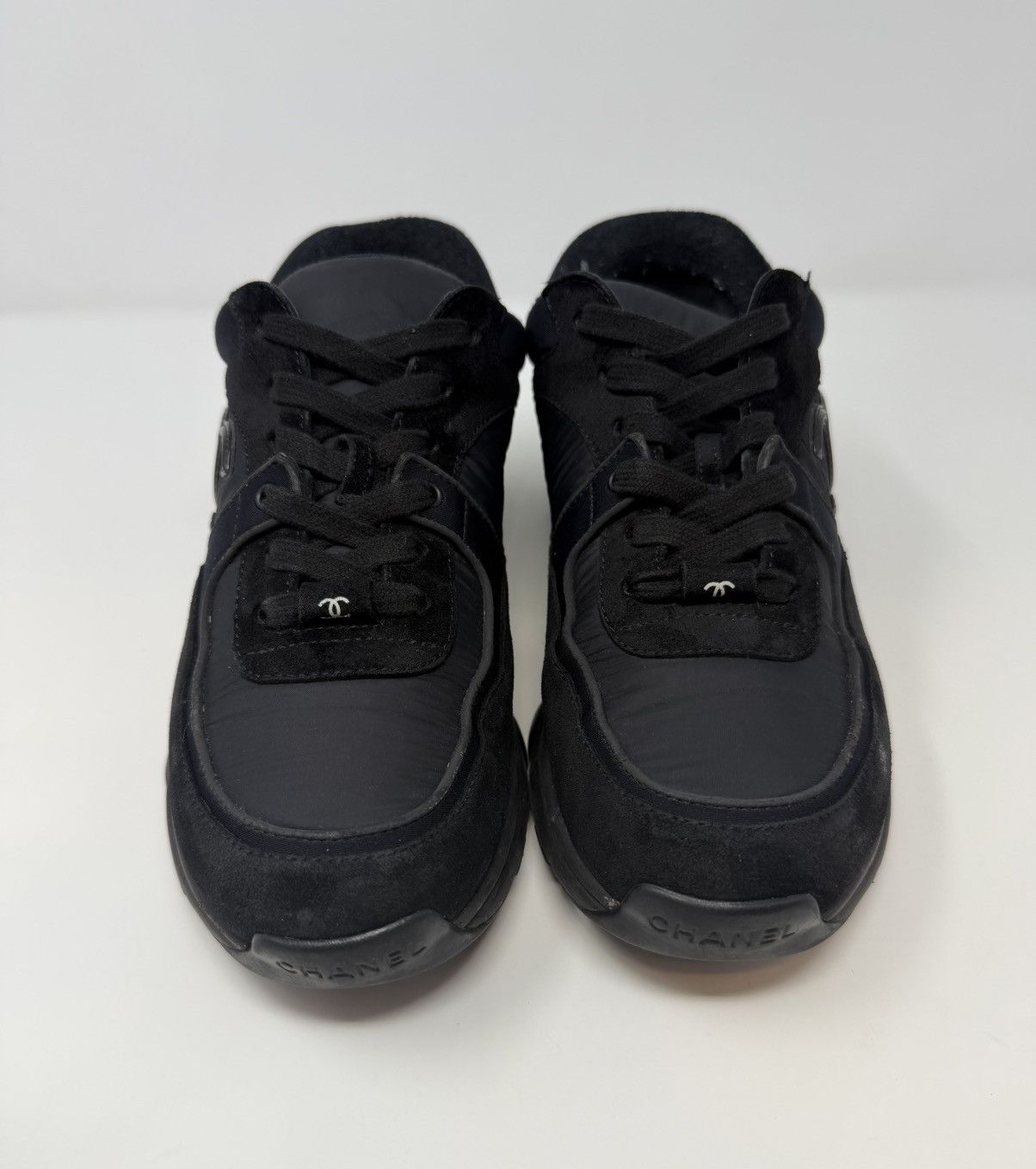 Chanel Chanel CC Triple Black Suede Trainer Sneaker Size US 8 / IT 38 - 2 Thumbnail