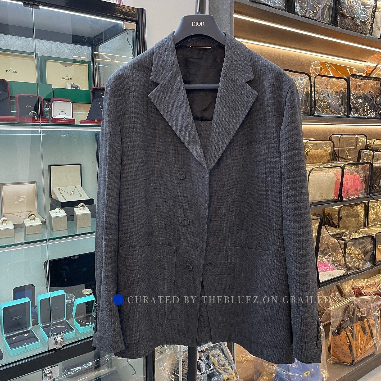Dior Gray Wool Blend Single Breasted Blazer Size US M / EU 48-50 / 2 - 1 Thumbnail
