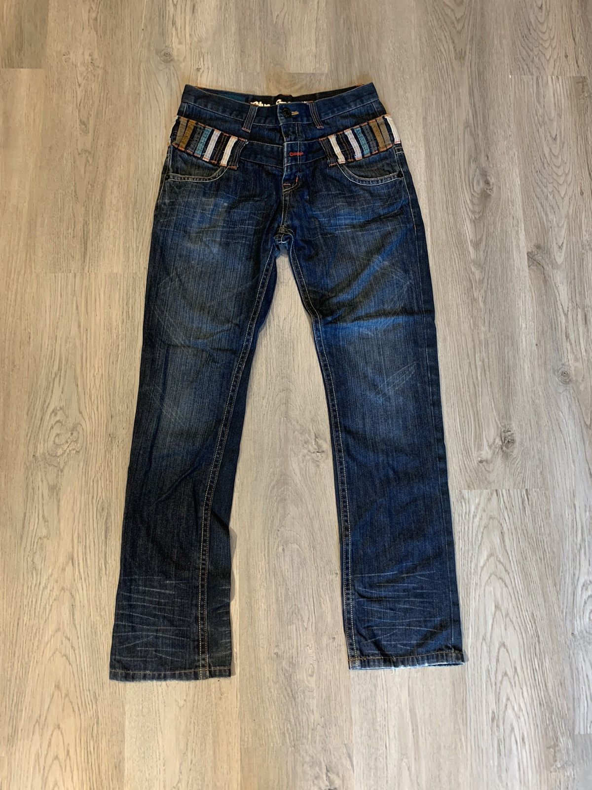 Image of Archival Clothing x If Six Was Nine Rage Blue Jeans Double Waist Motif, Men's (Size 31)