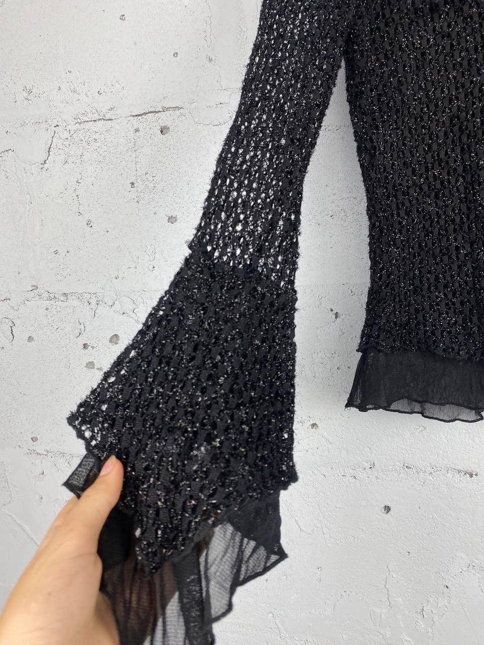 Japanese Brand Y2K Feather Mesh Black Asymmetric Japan Long Sleeve Size S / US 4 / IT 40 - 5 Thumbnail
