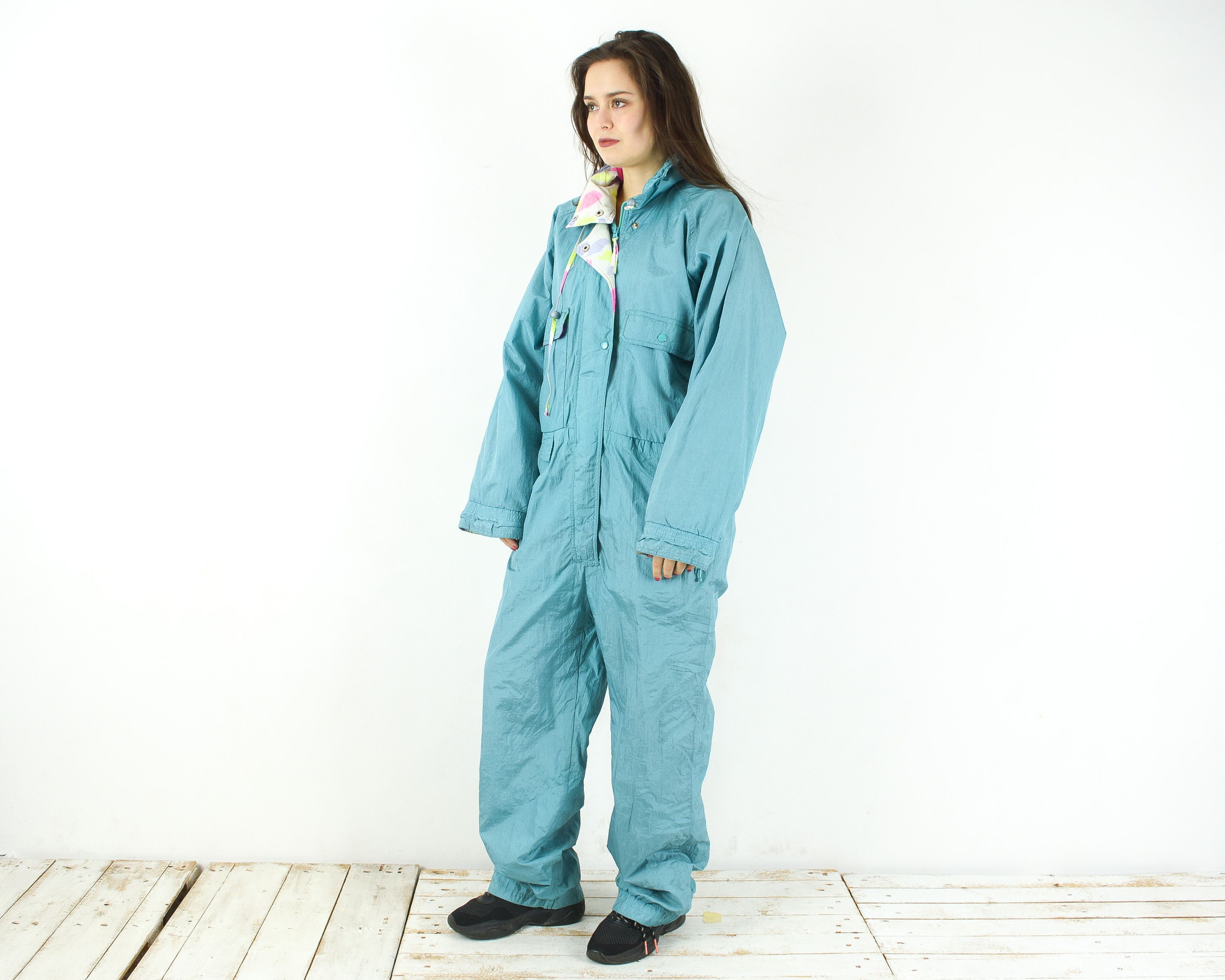Vintage Ski Suit Jumpsuit Overalls Padded Coveralls One Piece Snow Size 29" - 2 Thumbnail