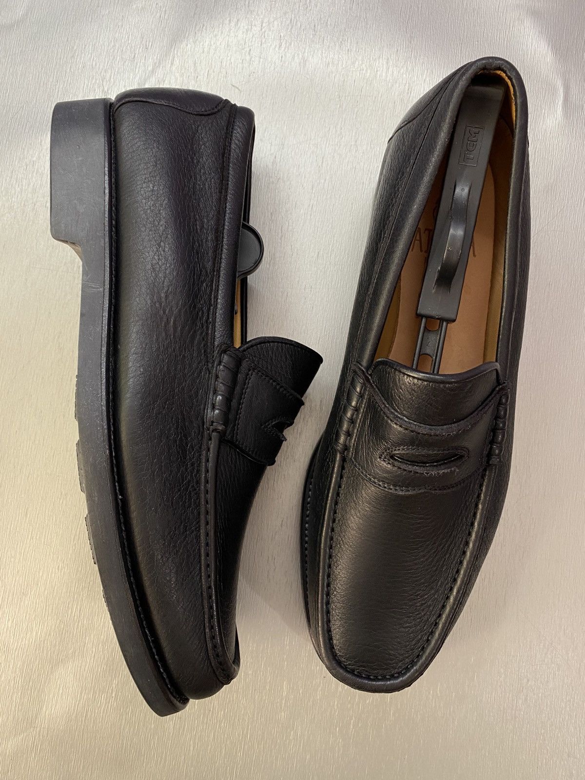 Other Aldo Brue Attiva Men's Black Grain Leather Penny Loafers. Size US 11 / EU 44 - 3 Thumbnail