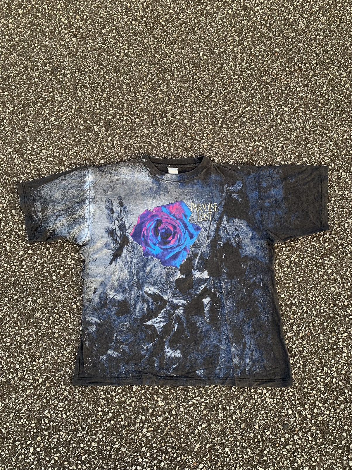 Band Tees × Vintage Vintage 90’s Paradise Lost All Over Print Rose TShirt Tee Size US XL / EU 56 / 4 - 1 Thumbnail