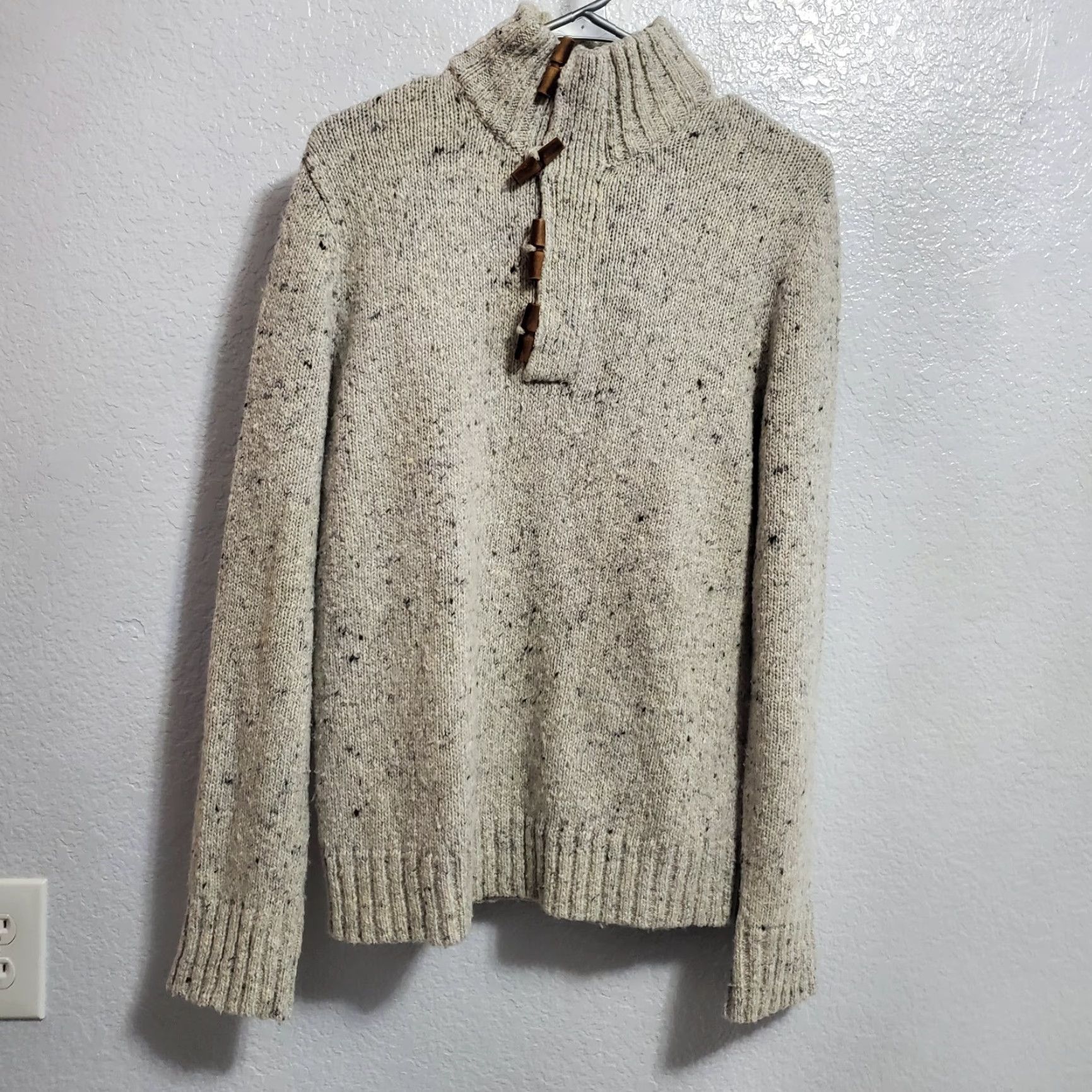 Banana Republic Banana Republic Men S Speckled Knit Sweater Gray Wool Blend Wooden Toggle Button Size US S / EU 44-46 / 1 - 2 Thumbnail