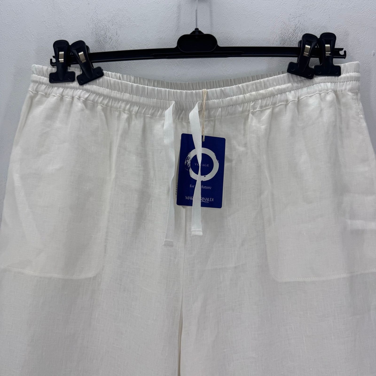 Marina Rinaldi Marina Rinaldi White Flax Linen Wide Leg Cropped Pant US 22 Size 22" - 2 Thumbnail