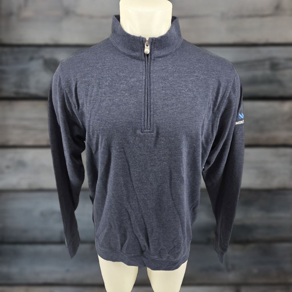 Peter Millar VINTAGE Peter Millar Golf Sweater Mens Large Blue 1/4 Zip Long Sleeve Merit Bank Logo 1 Size US L / EU 52-54 / 3 - 1 Thumbnail