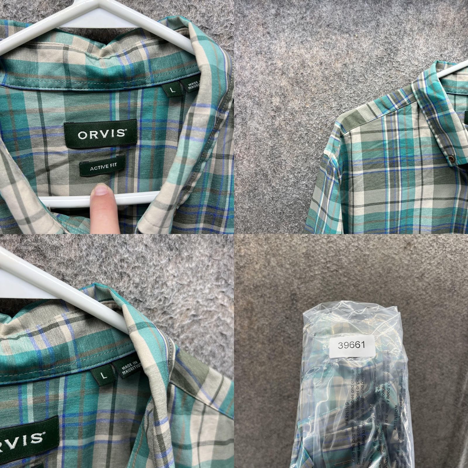 Orvis Orvis Shirt Mens Large Green Plaid Active Fit Nylon Polyester Long Sleeve Casual Button-Up Shirt Size US L / EU 52-54 / 3 - 8 Thumbnail