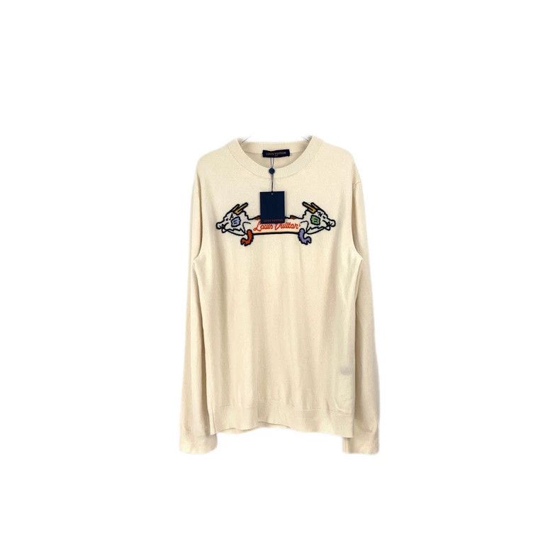 Louis Vuitton Louis Vuitton Beige cashmere sweater with two-headed dragon Size US XXL / EU 58 / 5 - 1 Thumbnail