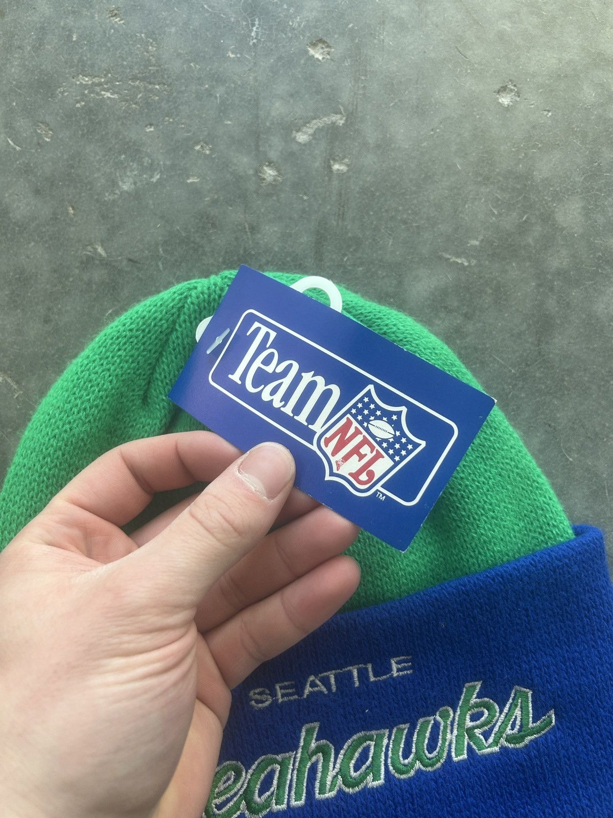 NFL × Sports Specialties × Vintage BNWT Vintage 90s Seahawks Sports Specialties Script Beanie Size ONE SIZE - 2 Thumbnail