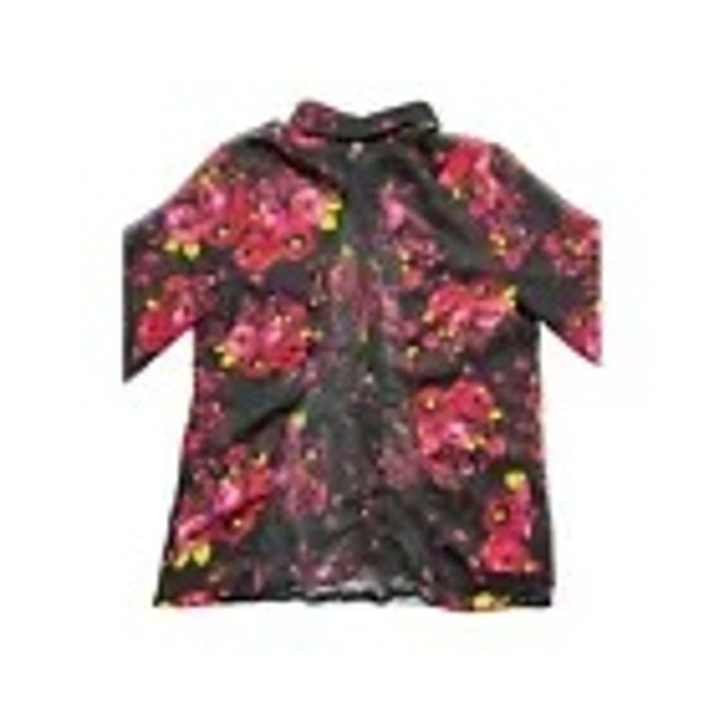 Other Charlotte Russe Women’s Black Floral Roses Sheer Shirt Small Size S / US 4 / IT 40 - 1 Thumbnail