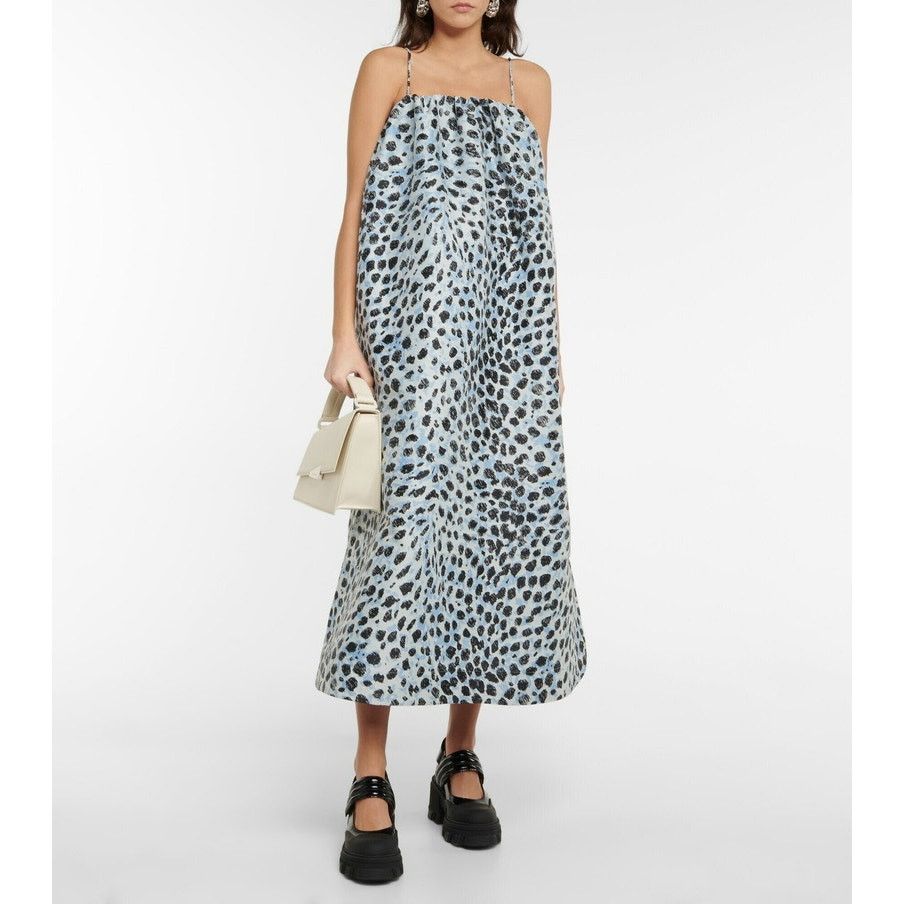 Ganni GANNI Jacquard Midi Dress Egret blue size 38 / M / US 6 NWT Size M / US 6-8 / IT 42-44 - 15 Thumbnail
