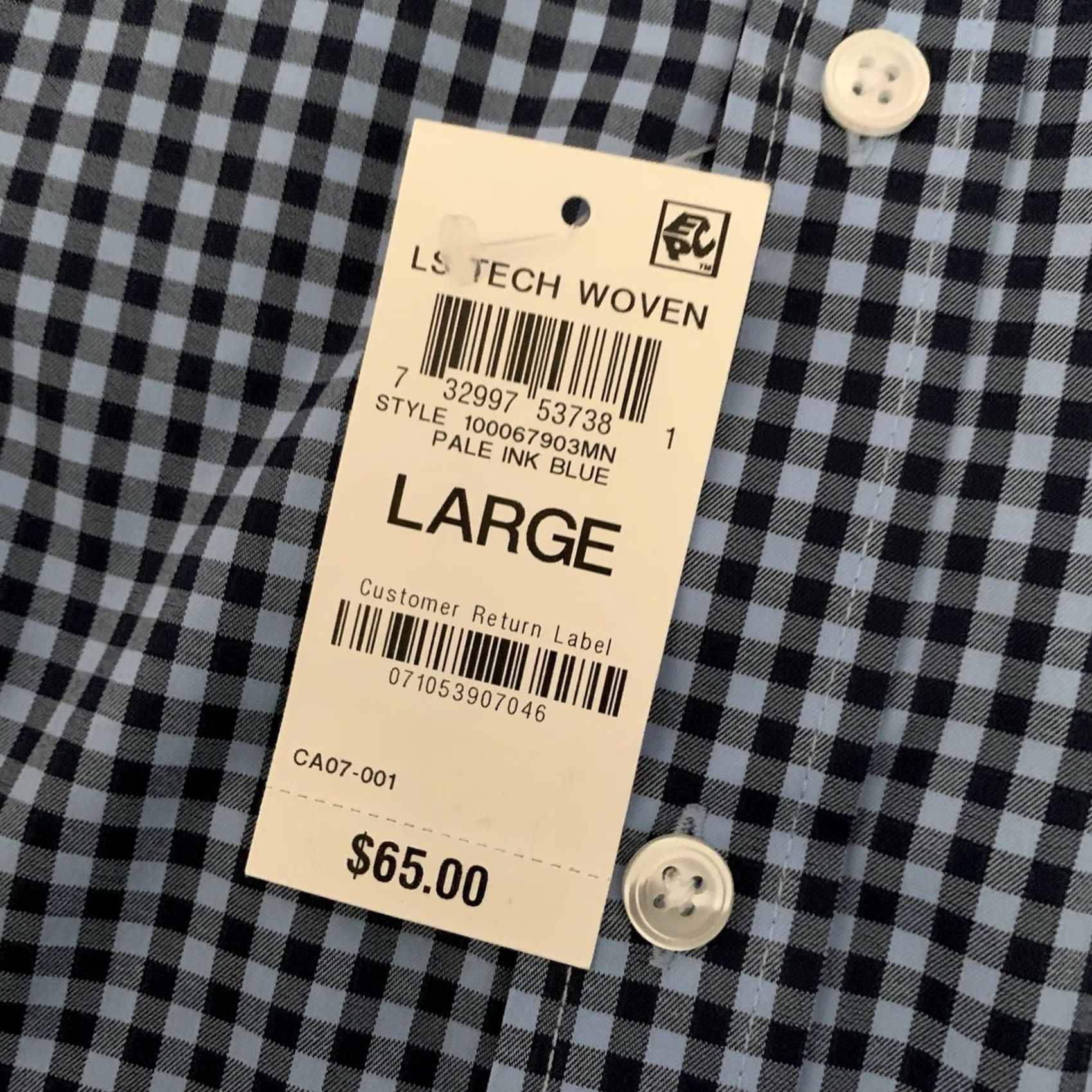 Club Room Club Room Performance Shirt Mens Large Blue Check LS Tech Woven Button Up Size US L / EU 52-54 / 3 - 6 Thumbnail