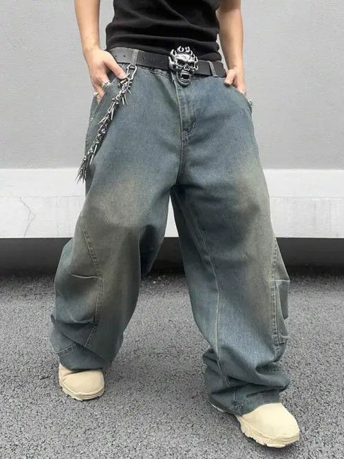 Japanese Brand Faded Baggy Denim Jeans Loose fit Size US 34 / EU 50 - 3 Thumbnail