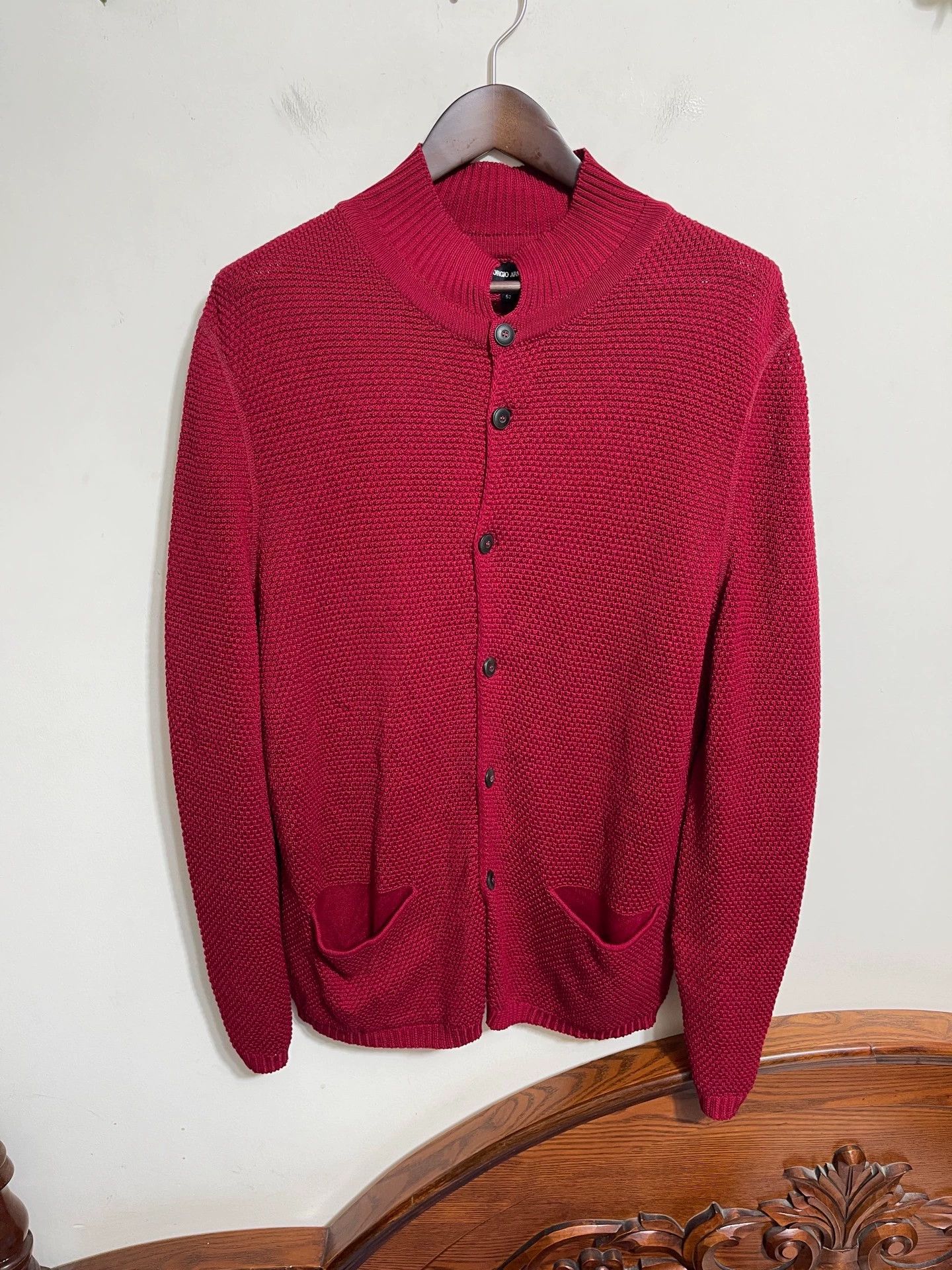 Giorgio Armani Giorgio Armani Burgundy Red Knit Sweater 48/50/52 Size US L / EU 52-54 / 3 - 1 Thumbnail