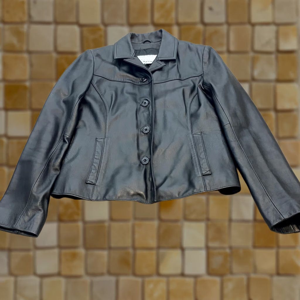 Vintage Wilsons Leather Jacket Womens Small Black Thinsulate Lined Button Collared Moto Jacket Size S / US 4 / IT 40 - 1 Thumbnail