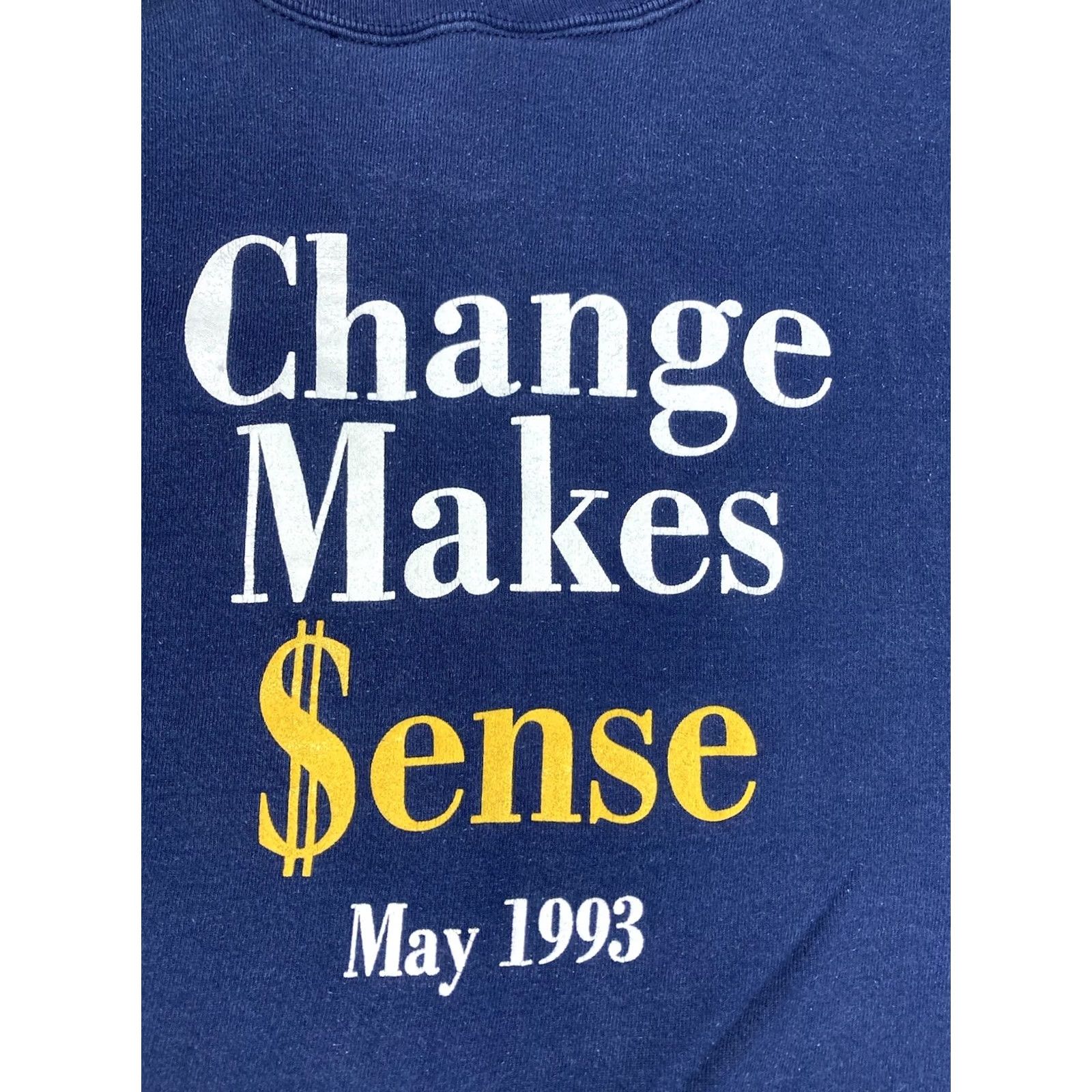 Tultex VINTAGE Republic Bank Change Makes Sense Crewneck Sweatshirt Men Large USA 90s Graphic Print Tultex Blue Cotton Pullover Crew Neck Long Sleeve Size US L / EU 52-54 / 3 - 2 Thumbnail
