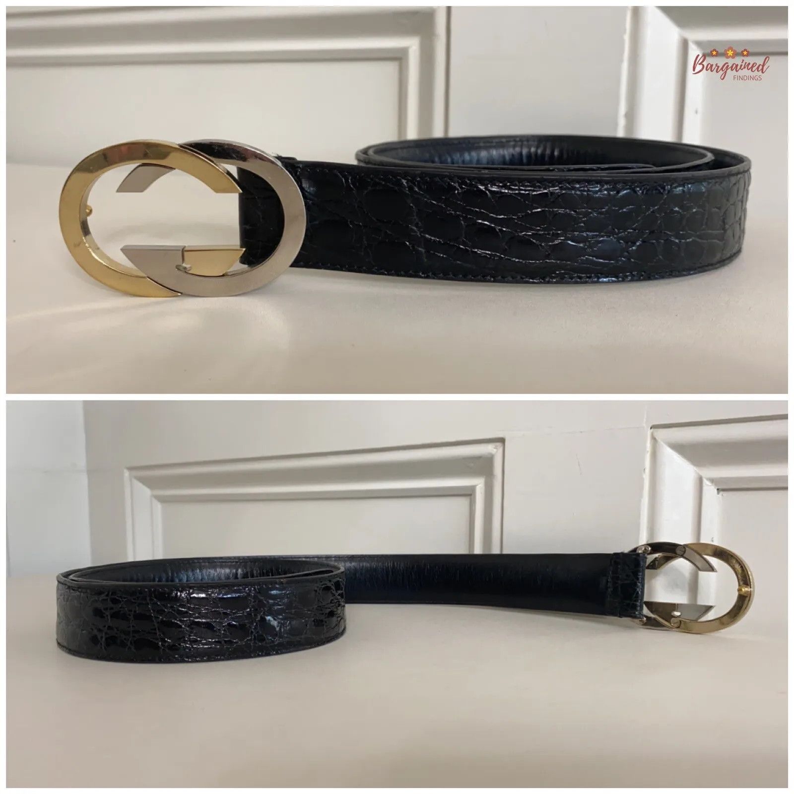 Gucci Gucci Crocodile Leather Gold/Silver Interlocking G Buckle Size 34 - 2 Thumbnail