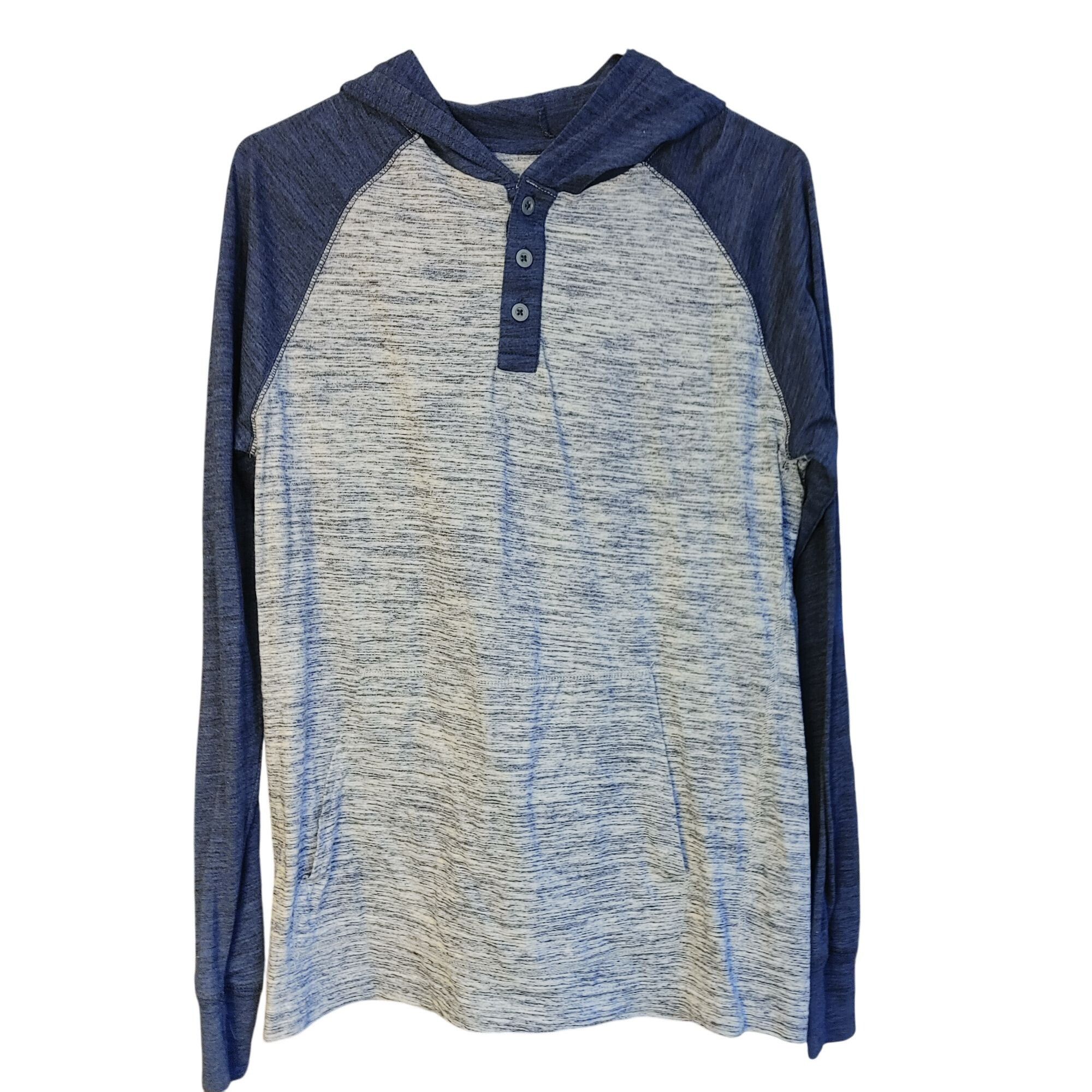 Faded Glory Faded Glory Men's Gray/Navy Long Sleeve 3/4 Button Down Hood Size US S / EU 44-46 / 1 - 1 Thumbnail