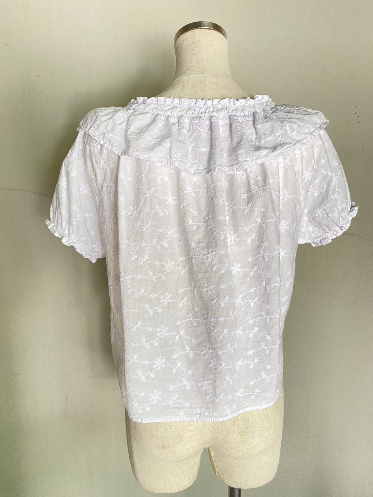 Nina Ricci Ricca ricca White Embroidered Puff Sleeve Blouse Size M / US 6-8 / IT 42-44 - 14 Thumbnail