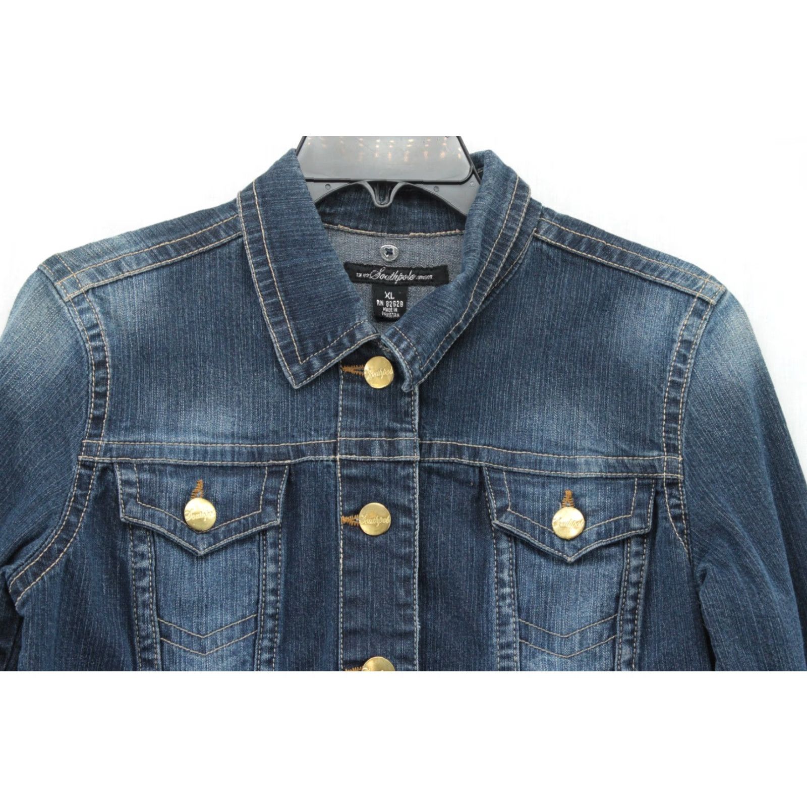 Southpole Y2K Southpole Short Cropped Denim Jean Jacket XL Medium Wash Button Detail Women Size 40" / US 18 - 6 Thumbnail