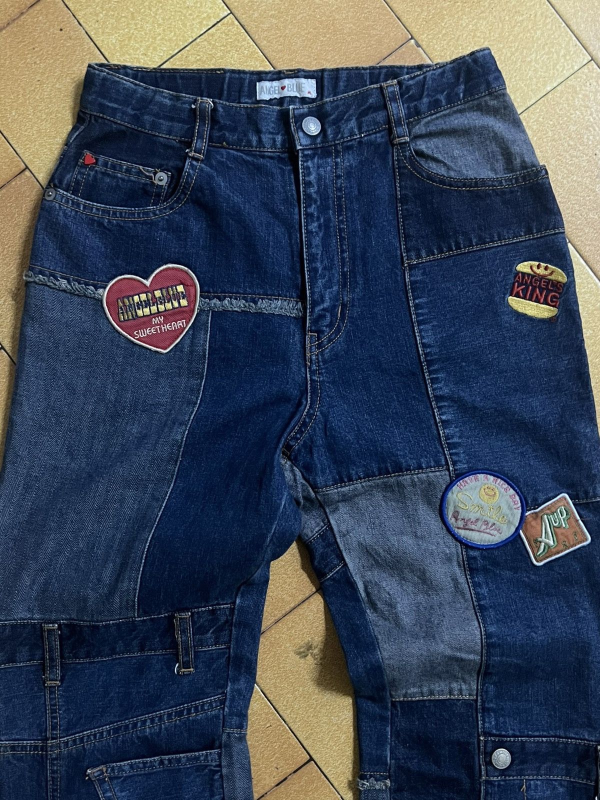 Angel Blue VINTAGE Angel Blue Patchwork Denim Jeans Y2K Japanese Brand Size US 26 / EU 42 - 2 Thumbnail