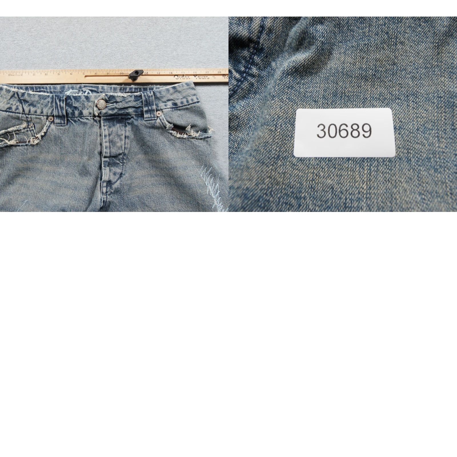 Denime Fox Jeans Mens 31 Blue Denim Regular 5-Pocket Distressed Button Fly N/A Missing one button - See image Size US 31 - 10 Thumbnail