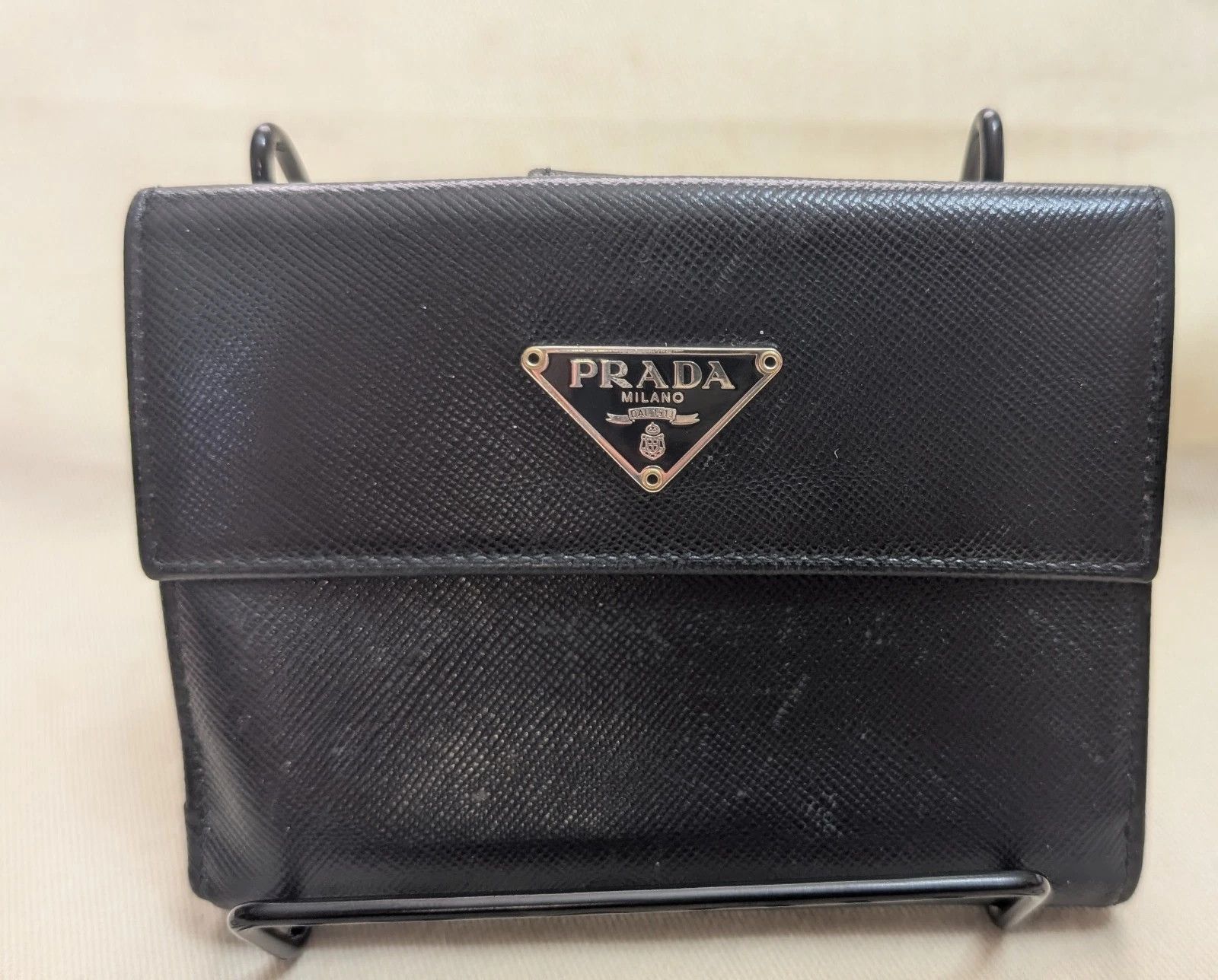 Prada PRADA Wallet Saffiano Leather Black Double Sided Size ONE SIZE - 1 Thumbnail