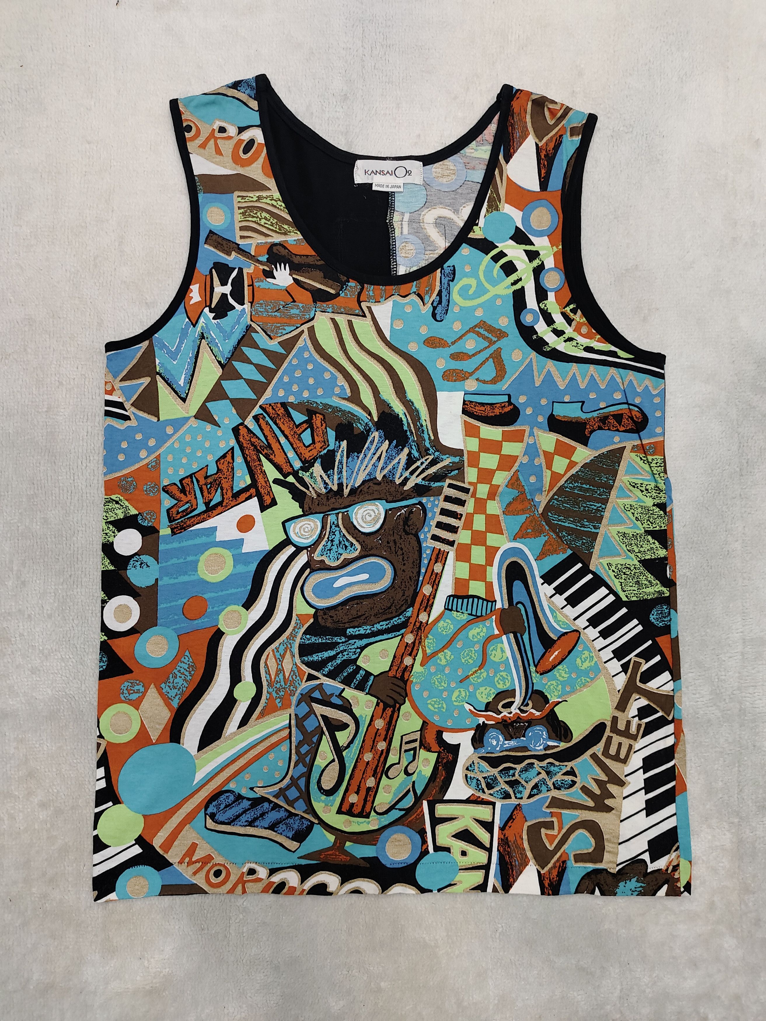Kansai Yamamoto 80s Kansai O2🇯🇵 Archive Psychedelic Jazz Art Sleeveless Size M / US 6-8 / IT 42-44 - 6 Thumbnail