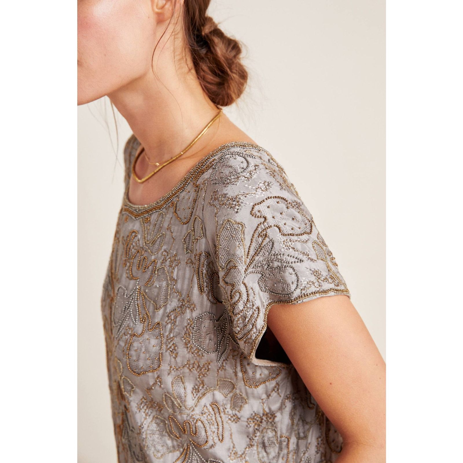 Anthropologie New LOVE SAM Lorelei Hand Beaded Blouse $325 Size Small Size S / US 4 / IT 40 - 3 Thumbnail