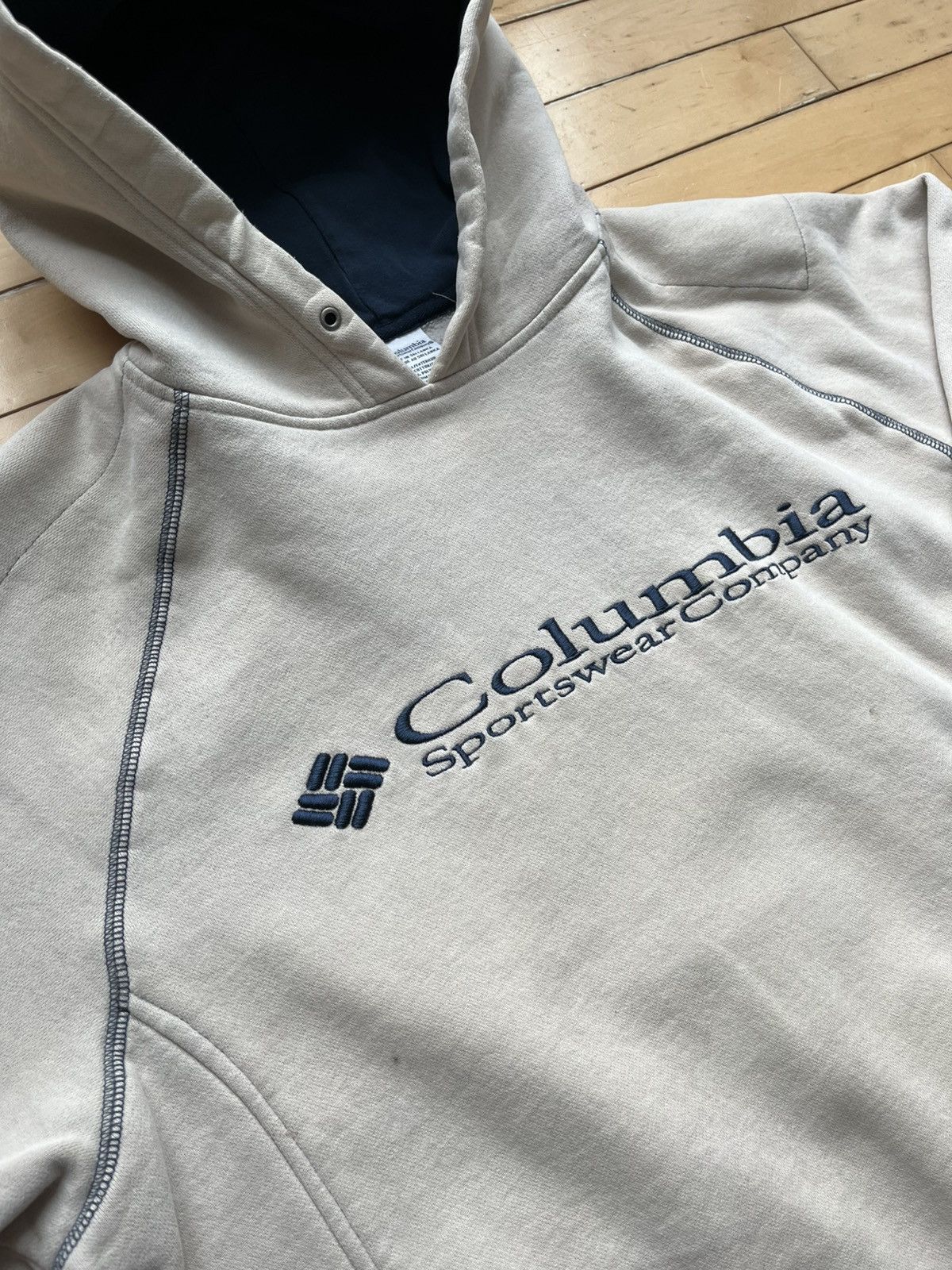 Columbia × Vintage Cream and blue Columbia hoodie Size US XXL / EU 58 / 5 - 2 Thumbnail
