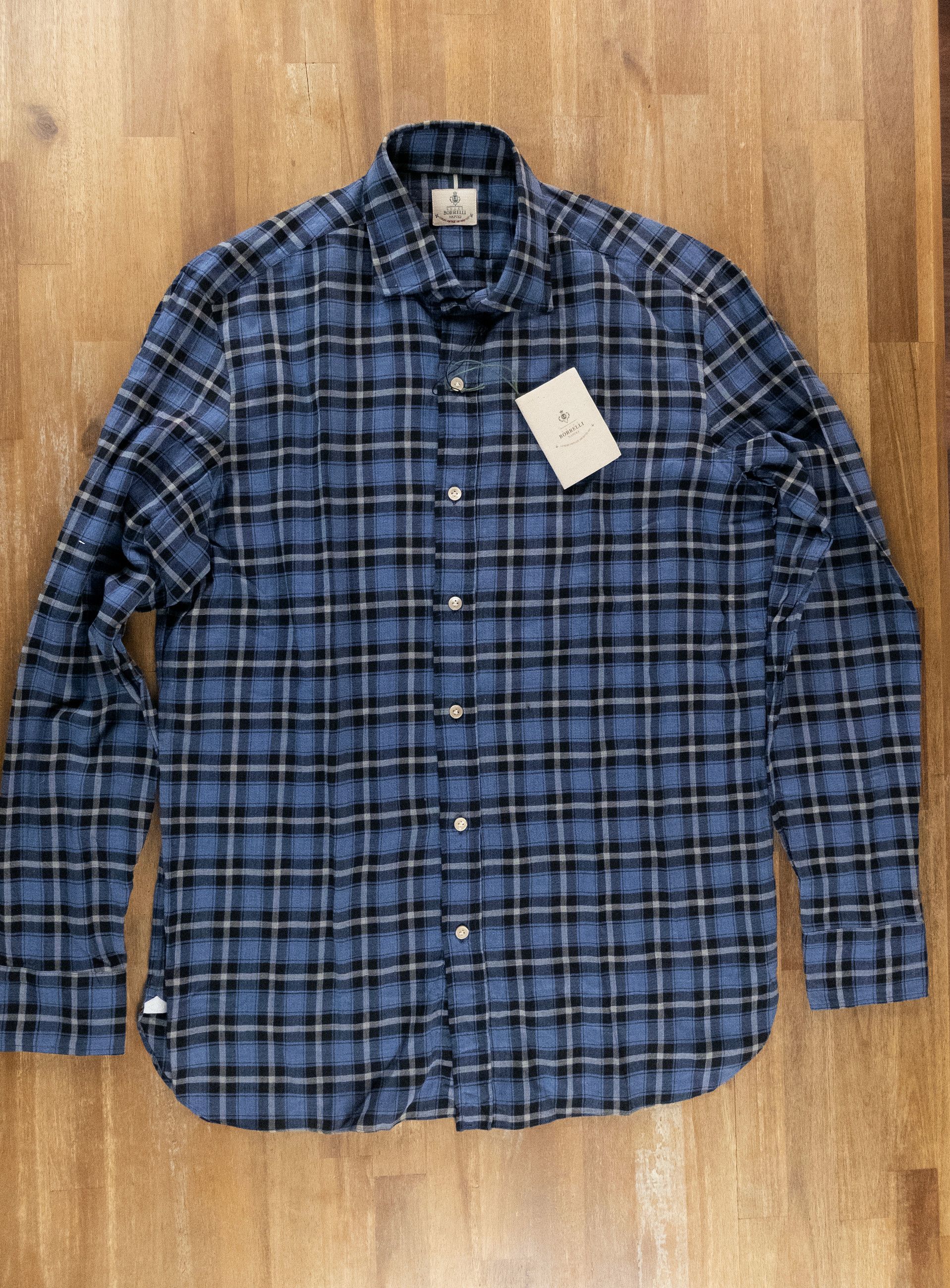 Luigi Borrelli BORRELLI Napoli blue cotton plaid dress shirt Size 42 / 16.5 Size US XL / EU 56 / 4 - 1 Thumbnail