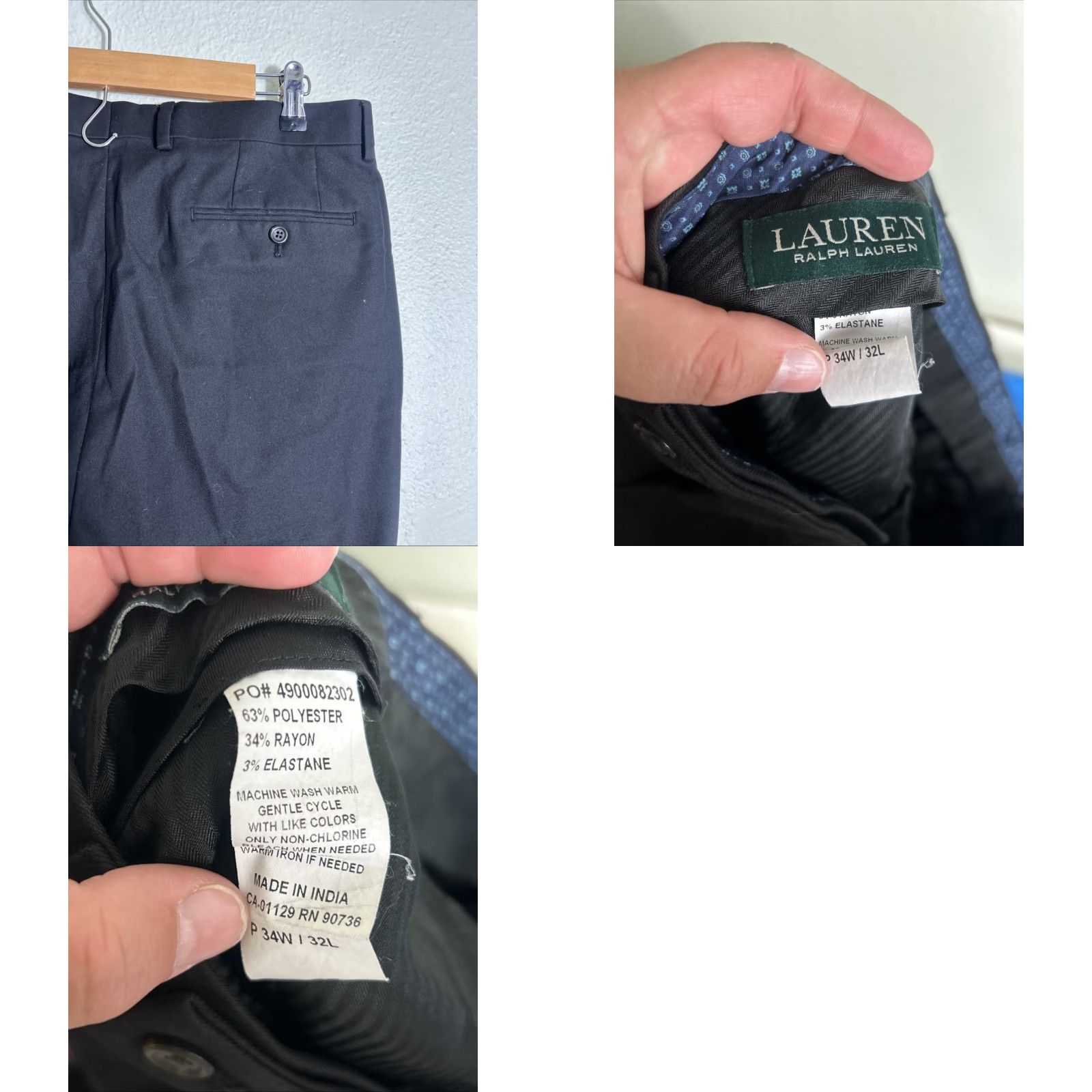 Ralph Lauren Lauren Ralph Lauren Dress Pants Black Mens Size 34x32 Polyester Rayon Blend Regular Inseam 32 Size US 34 / EU 50 - 9 Thumbnail